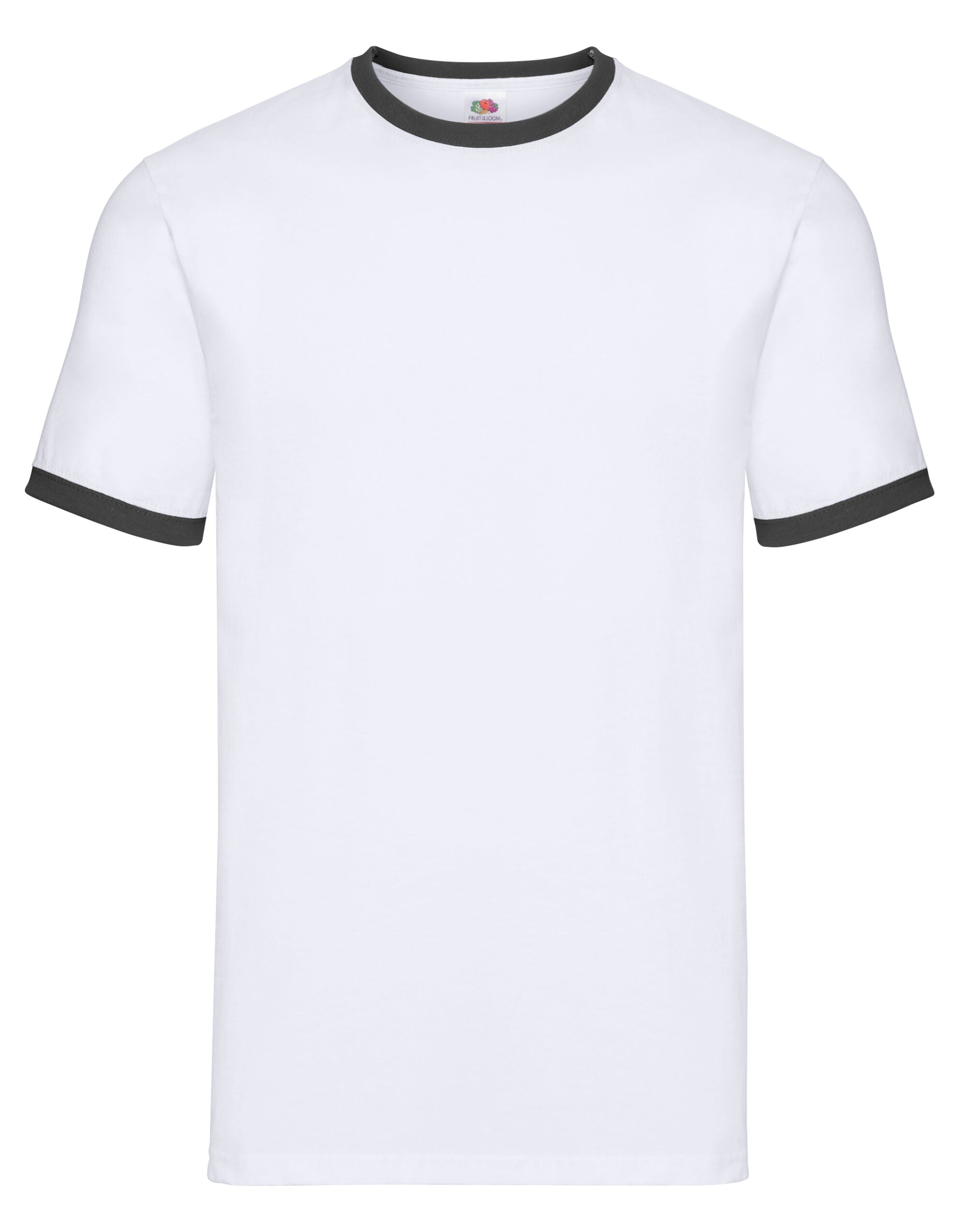 FOTL Mens Valueweight Ringer T 61168 - White Black - Customisable T-Shirt