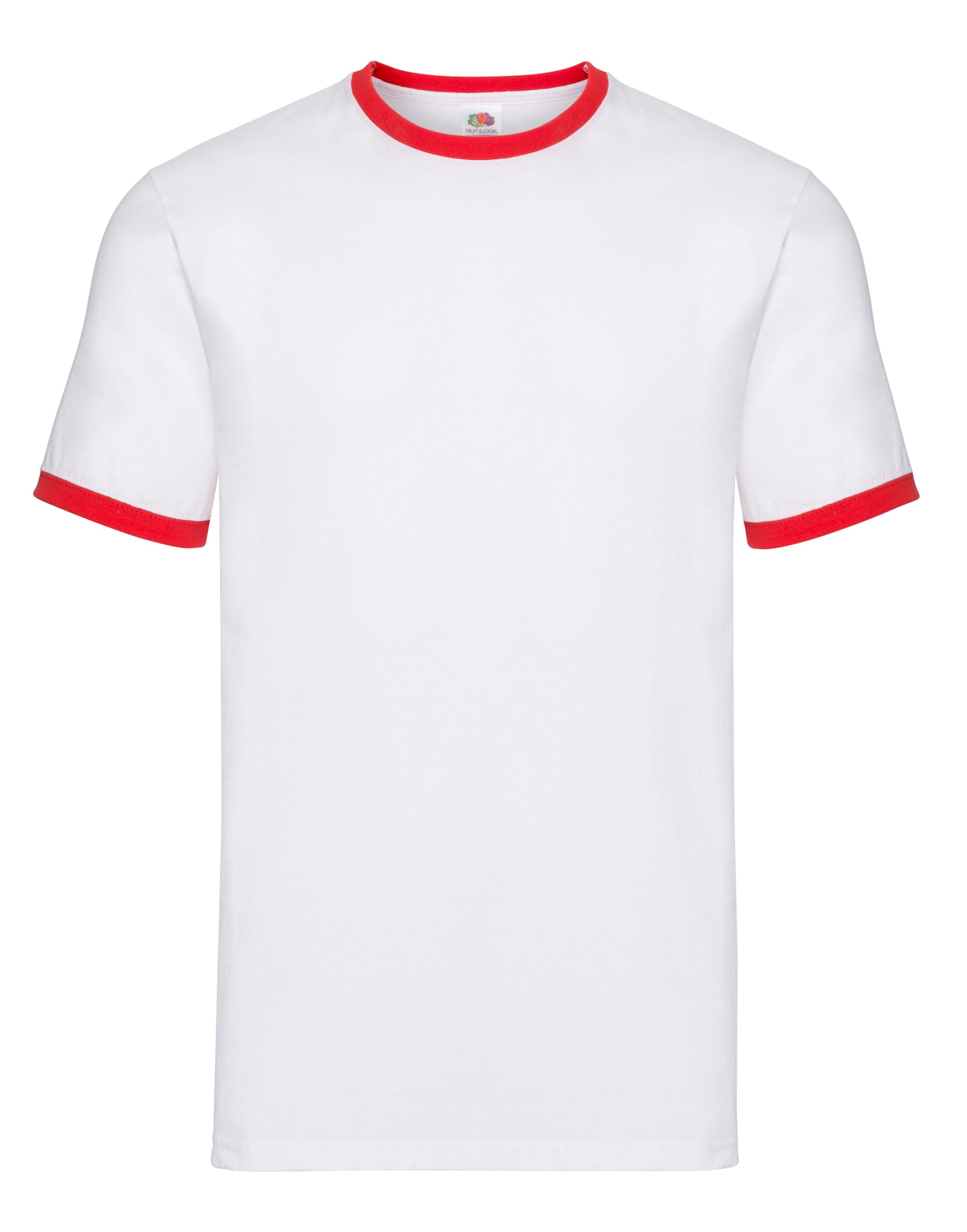 FOTL Mens Valueweight Ringer T 61168 - White Red - Customisable T-Shirt