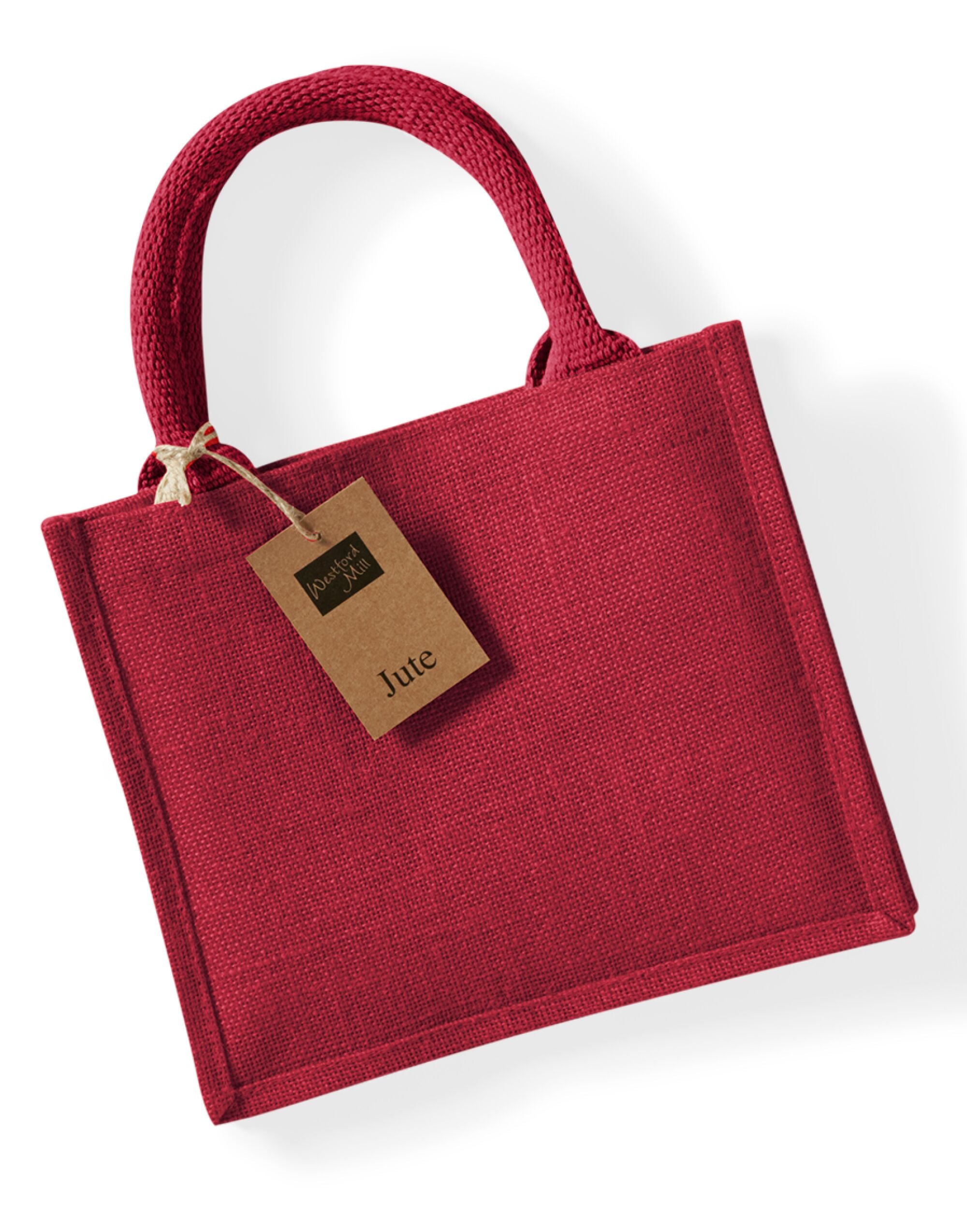 Westford Mill Jute Mini Gift Bag w412 - Red red O S - Customisable Bags