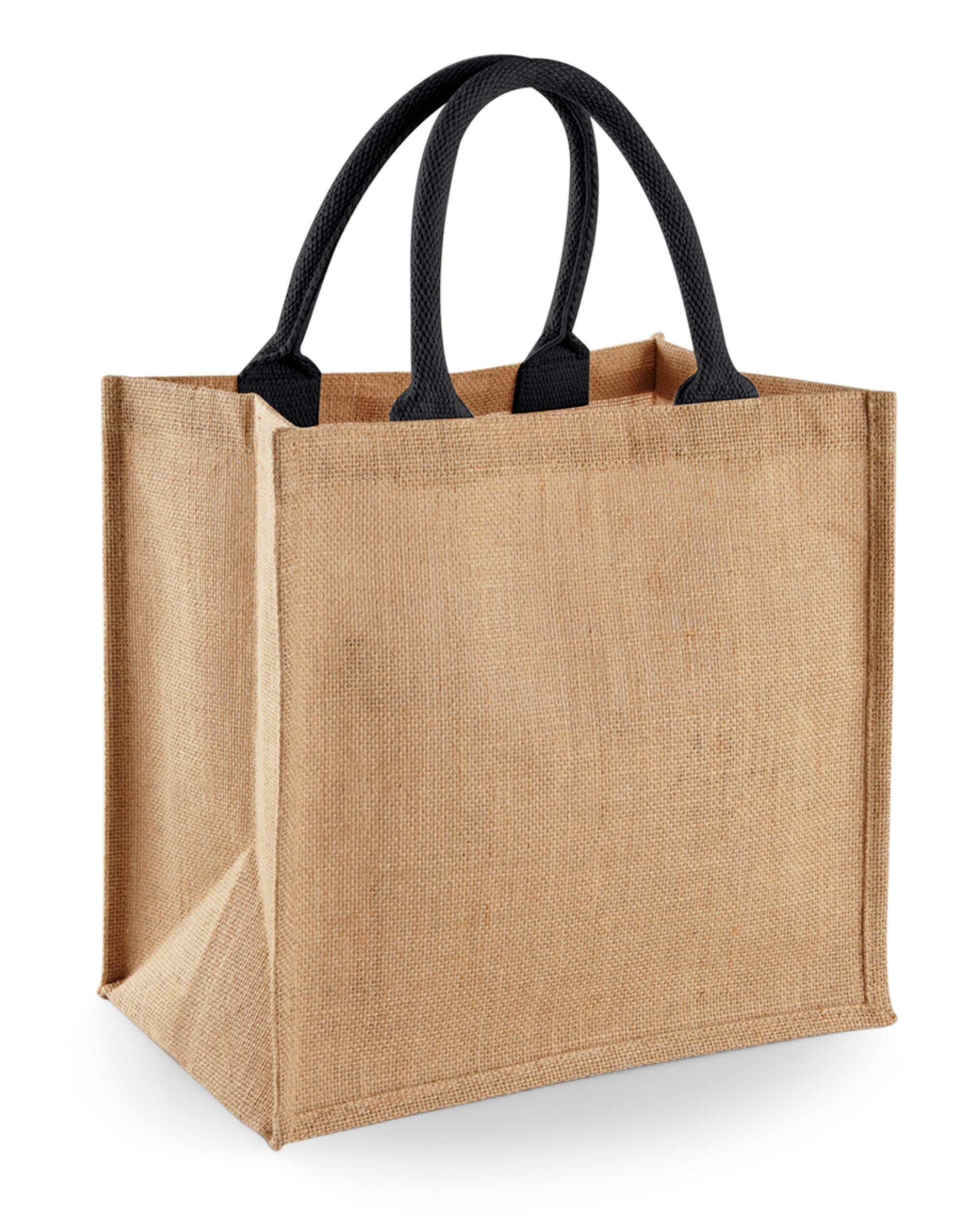 Westford Mill Jute Midi Tote w413 - Natural Black O S - Customisable Bags