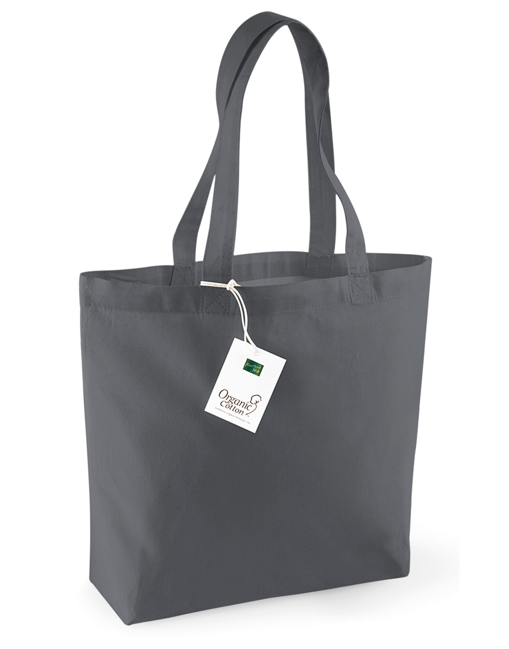 Westford Mill Organic Cotton Shopper w180 - Graphite Grey O S - Customisable Bags