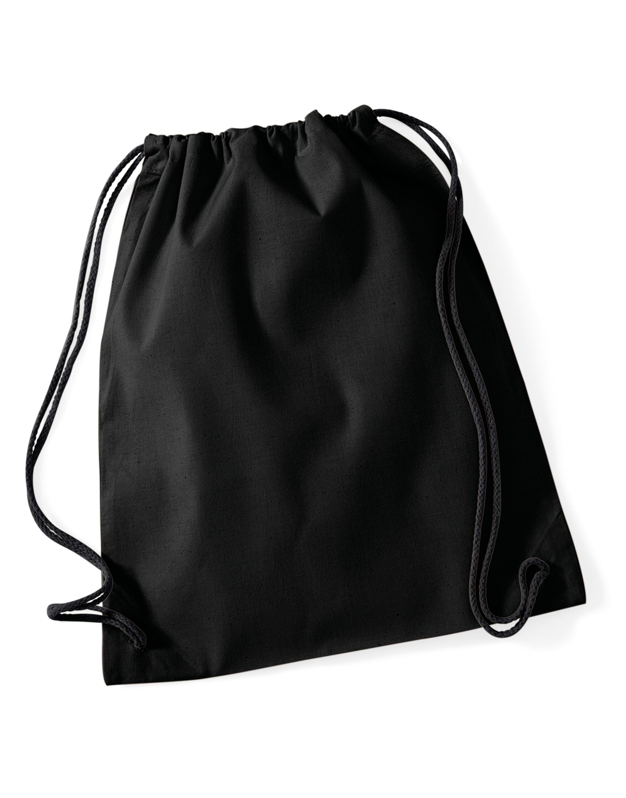 Westford Mill Cotton Gymsac w110 - Black Black O S - Customisable Bags