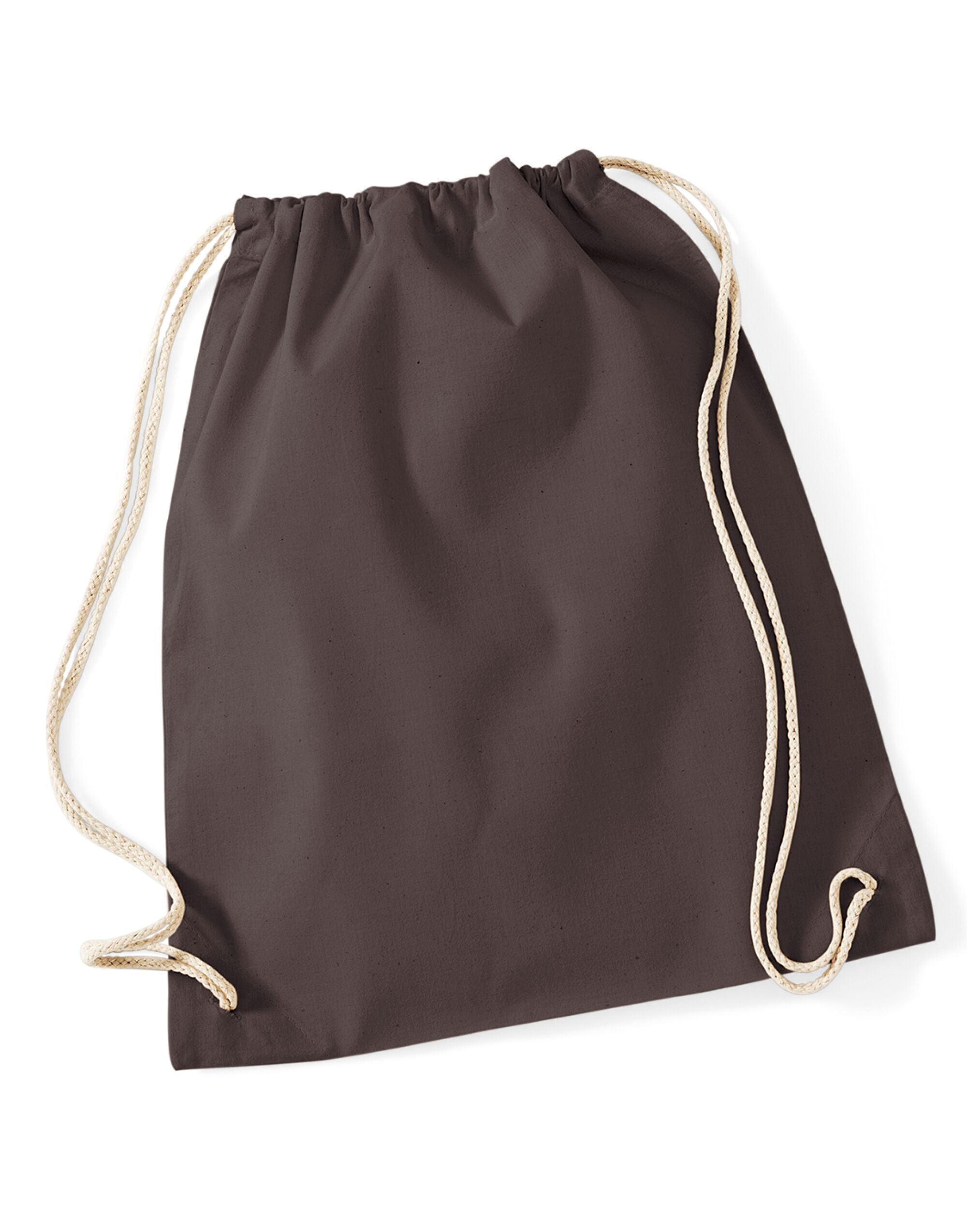 Westford Mill Cotton Gymsac w110 - Chocolate O S - Customisable Bags