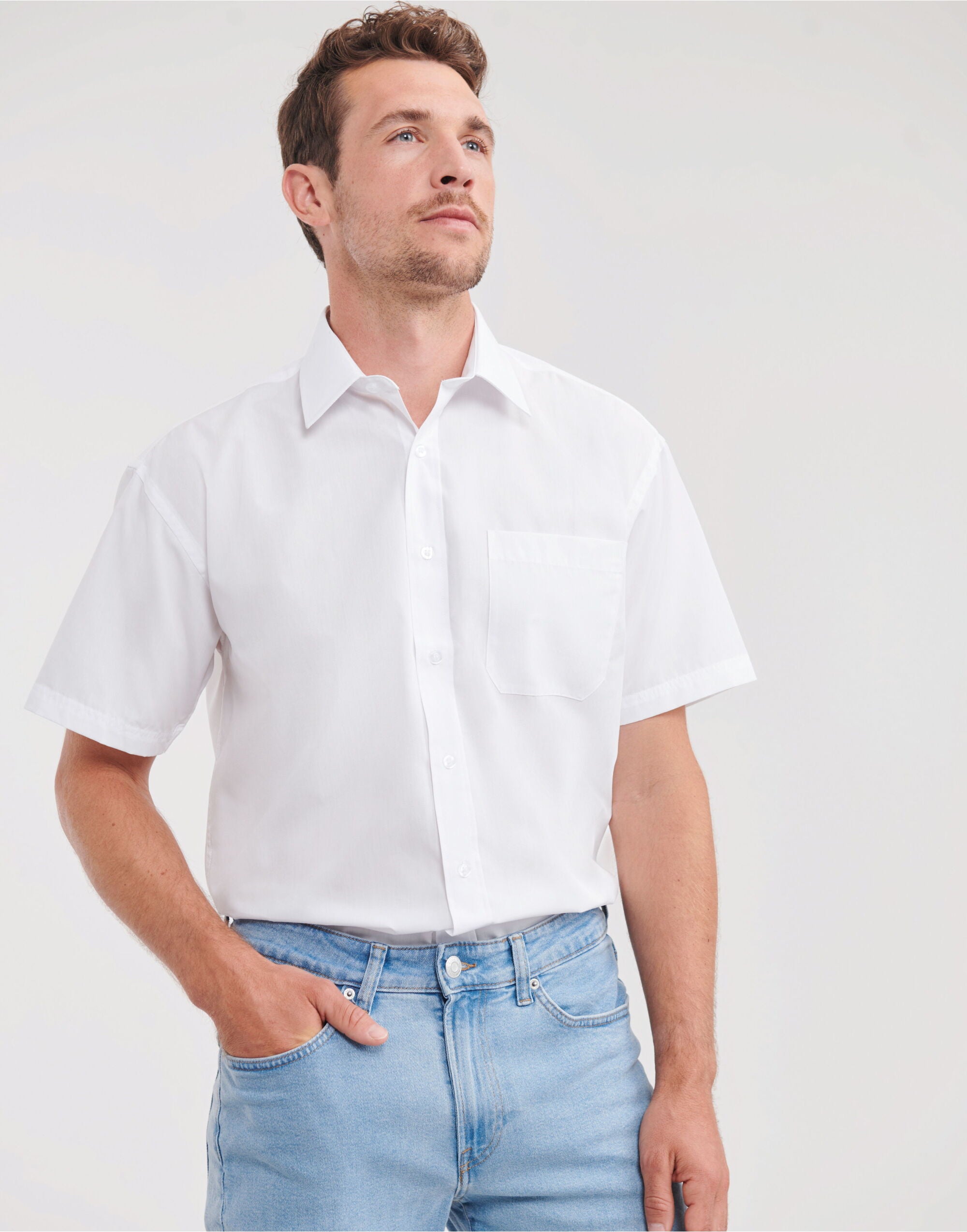 Russell Collection Men SS Classic Poplin 935M - White - Customisable Shirts