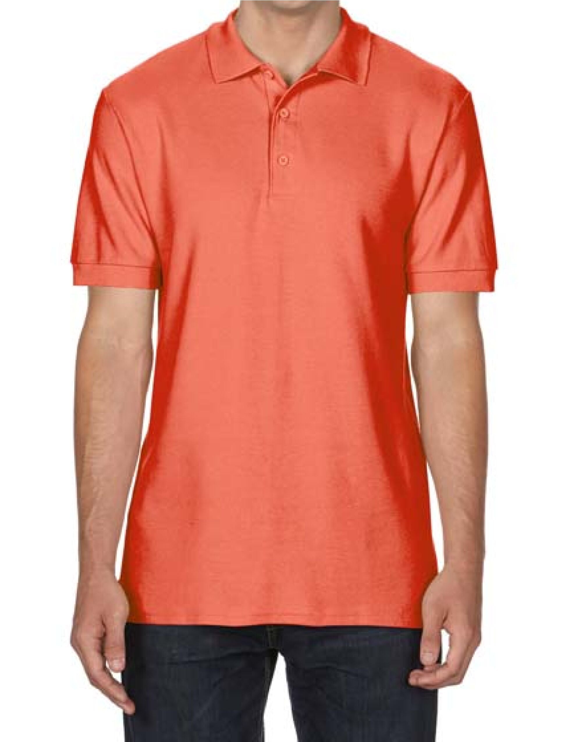 Gildan Premium Cotton Adult Pique Polo - 85800 - Bright Salmon - Customisable Polos