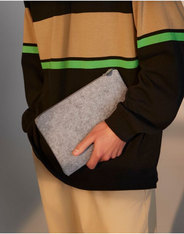 Bagbase Felt Accessory Pouch bg725 - Charcoal Melange O S - Customisable Bags