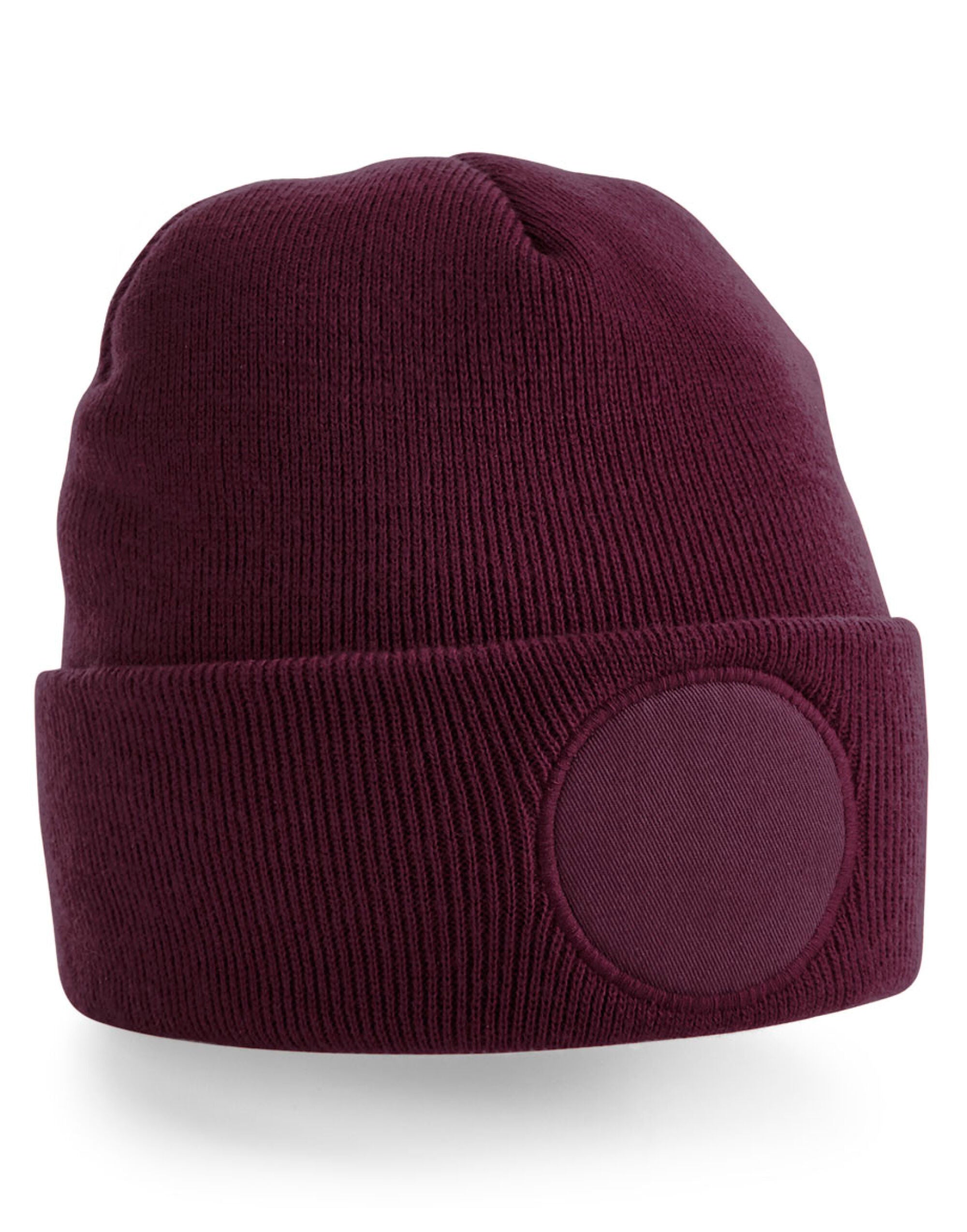 Beechfield Circular Patch Beanie B446 - Burgundy O S - Customisable Beanies