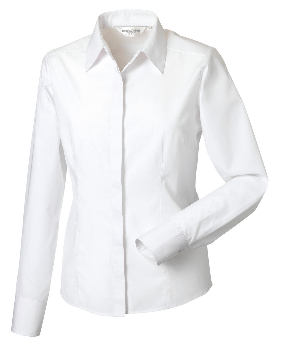 Russell Collection Lady LS Fitted Poplin 924F - - Customisable Shirts