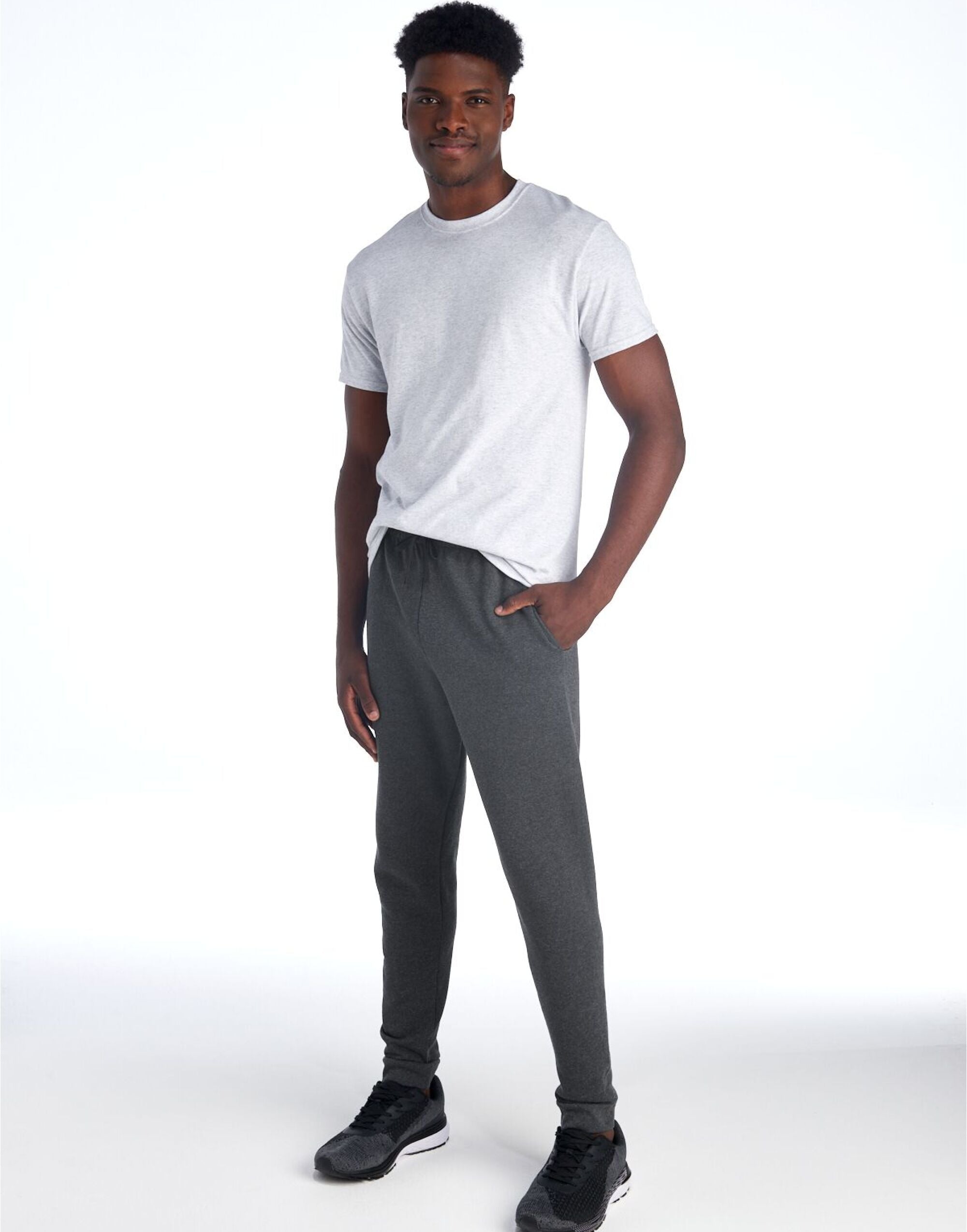 Jerzees NuBlend Pocketed Jog Sweatpants 0s975m0 - Black Heather - Customisable Joggers