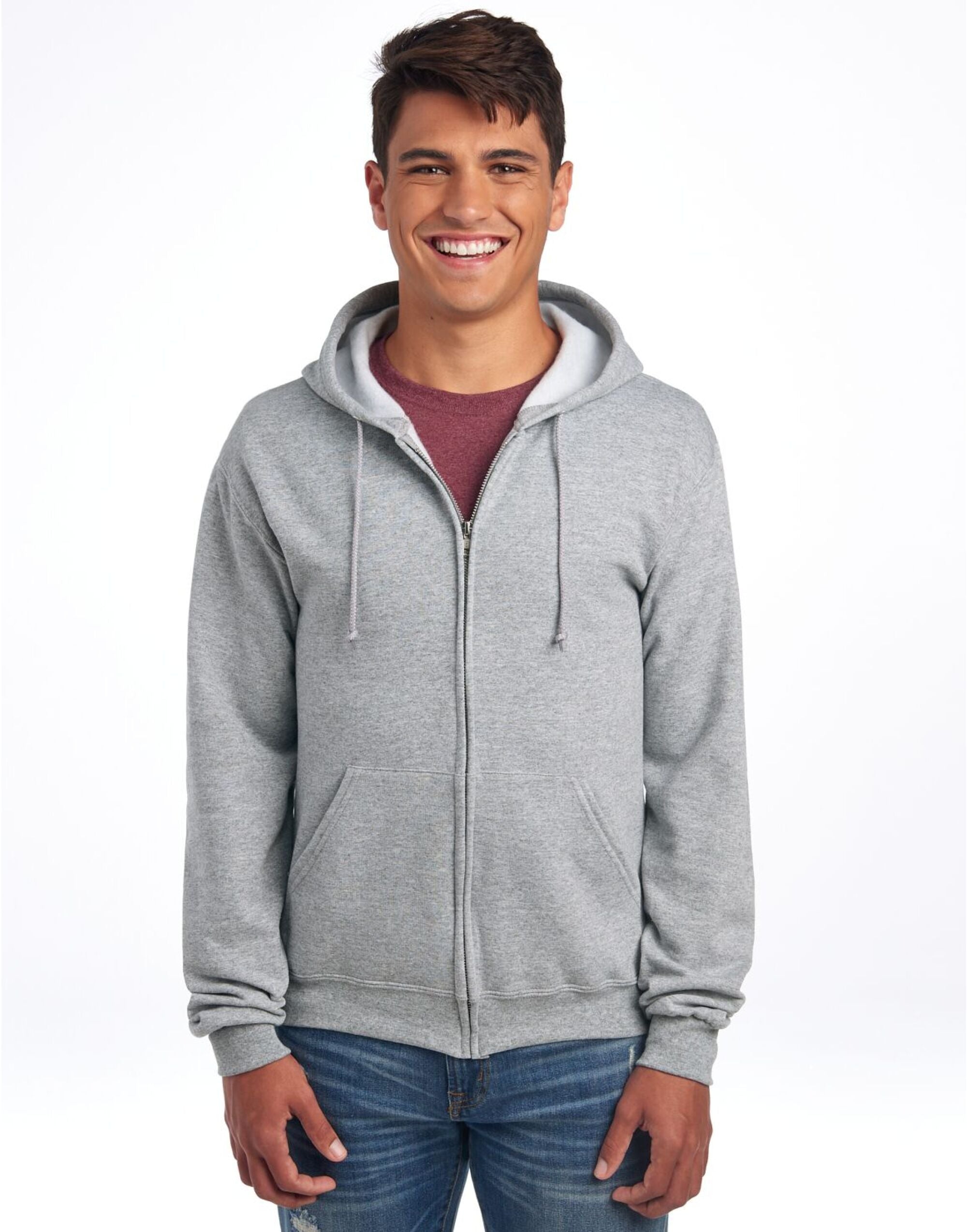 Jerzees NuBlend Full Zip Hooded Sweat 0S993M0 - Athletic Heather - Customisable Sweatshirts