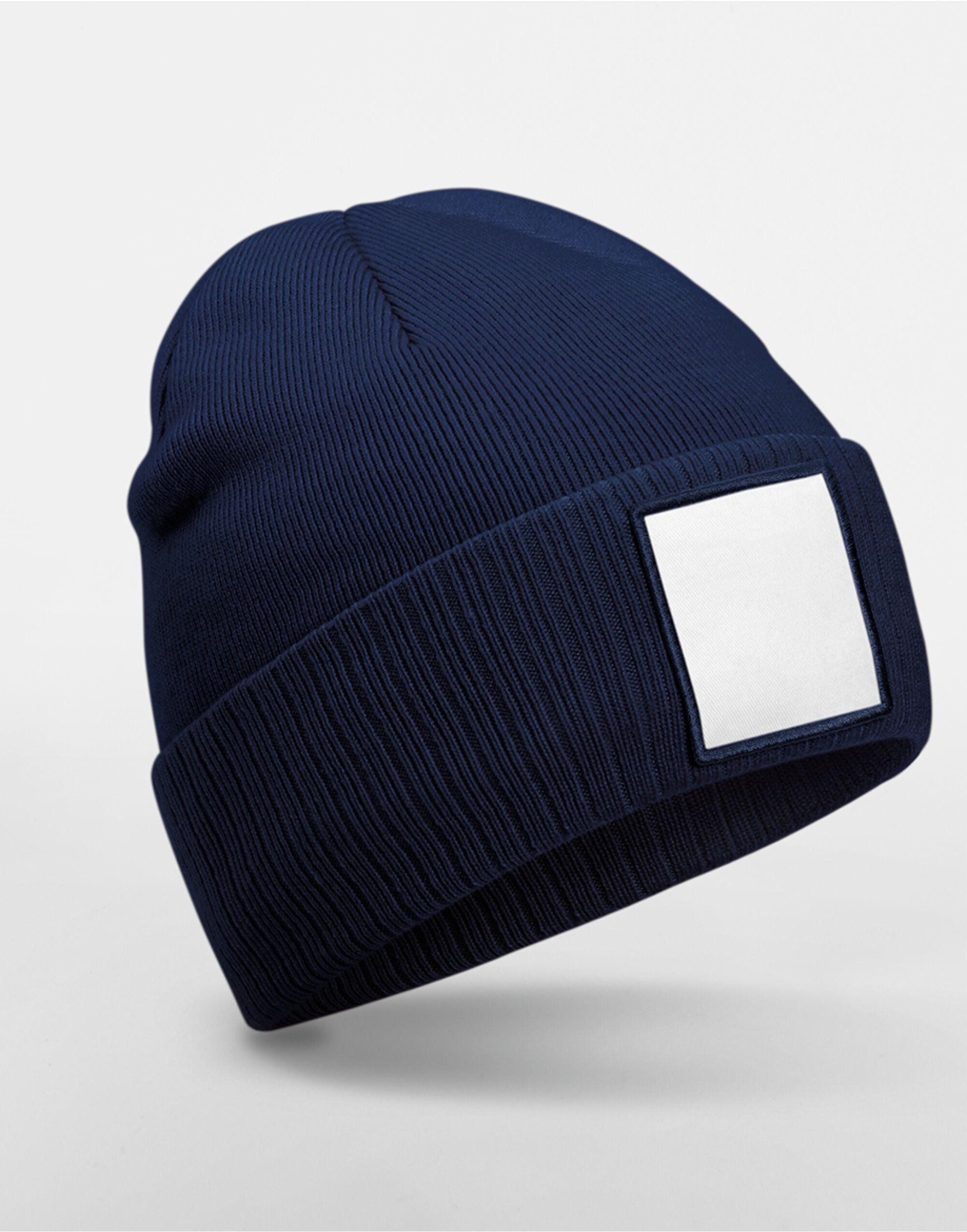 Beechfield Appliqué Patch Beanie B337R - Oxford Navy White O S - Customisable Beanies