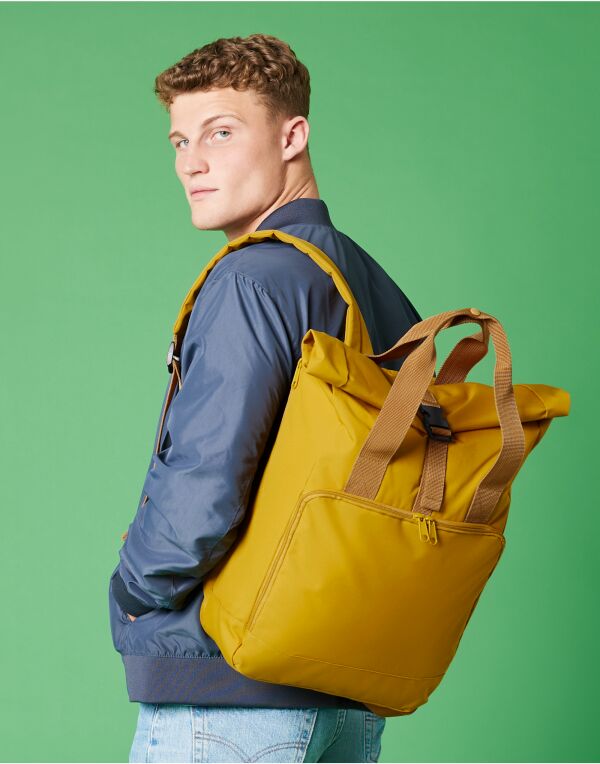 Bagbase Recycled Roll Top Backpack BG118L - Black O S - Customisable Bags