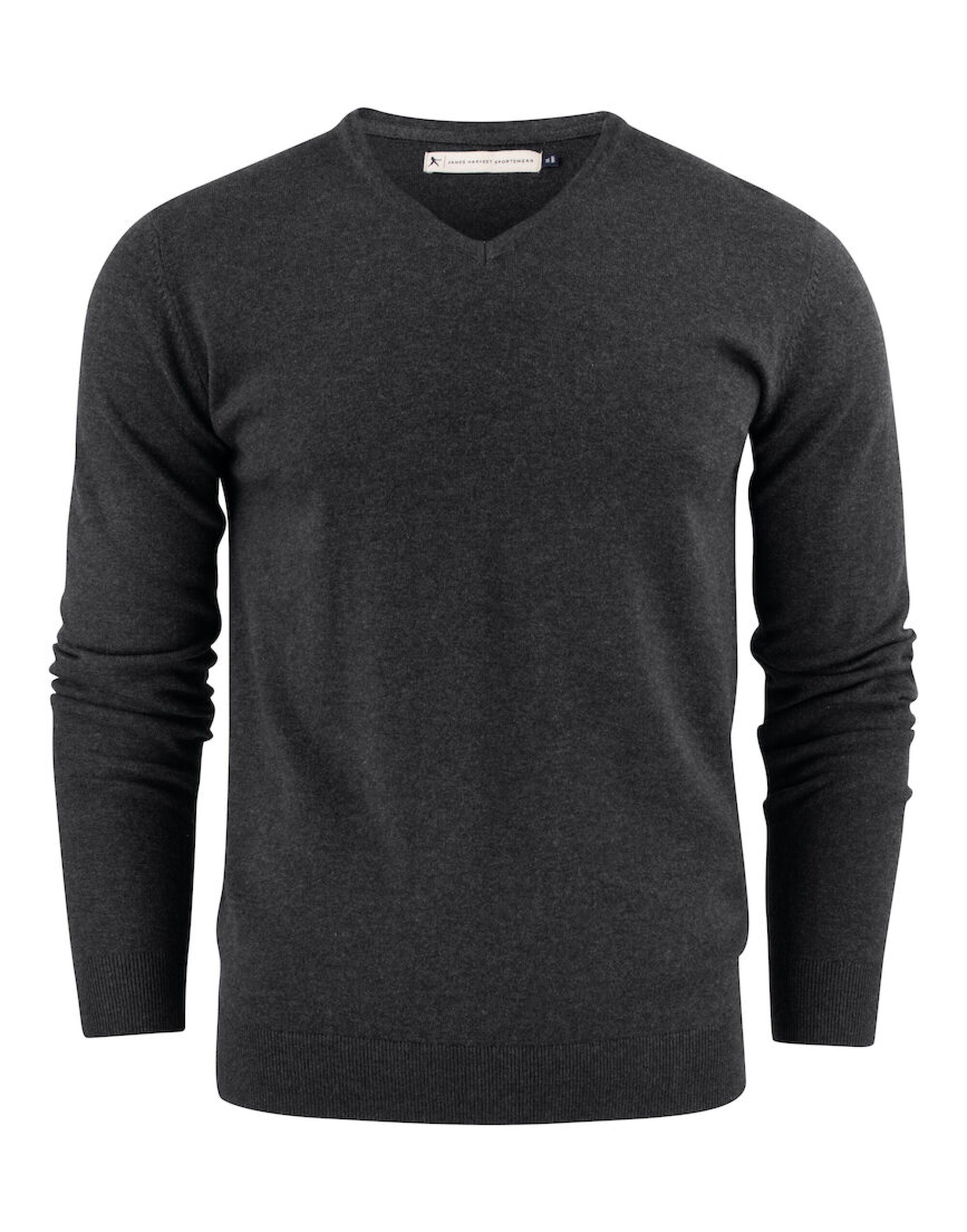 James Harvest Ashland V-Neck Knit Sweat HAR2112507 - Anthracite Melange - Customisable Sweatshirts