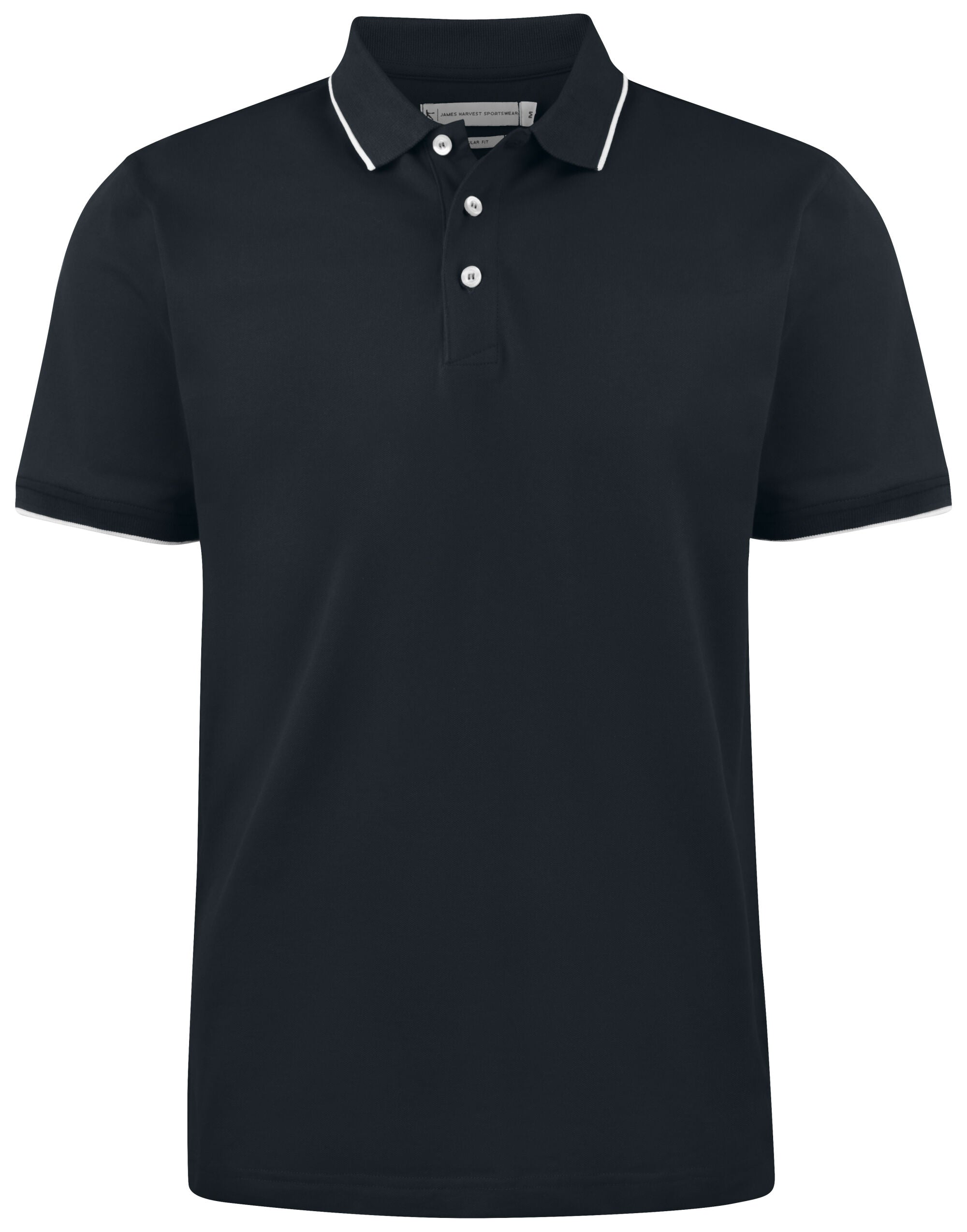 James Harvest Greenville Regular Polo HAR2135035 - Black - Customisable Polos