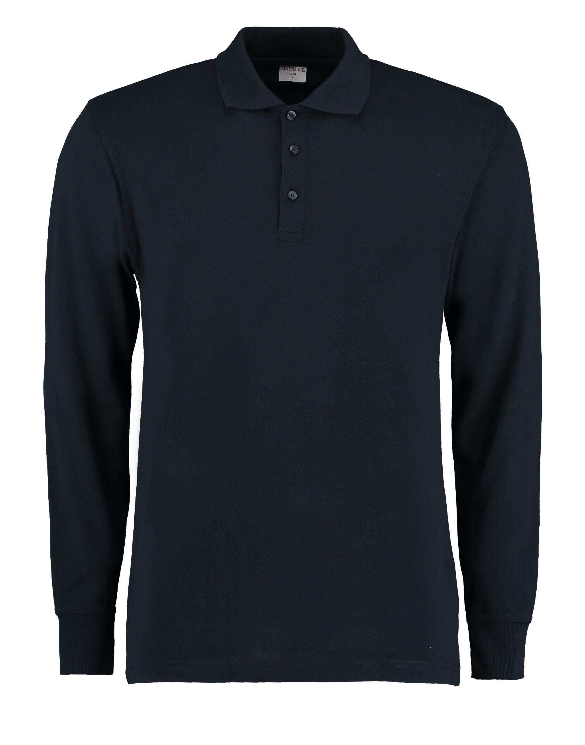 Kustom Kit Mens Pique L/S Polo Shirt KK430 - Navy - Customisable Polos