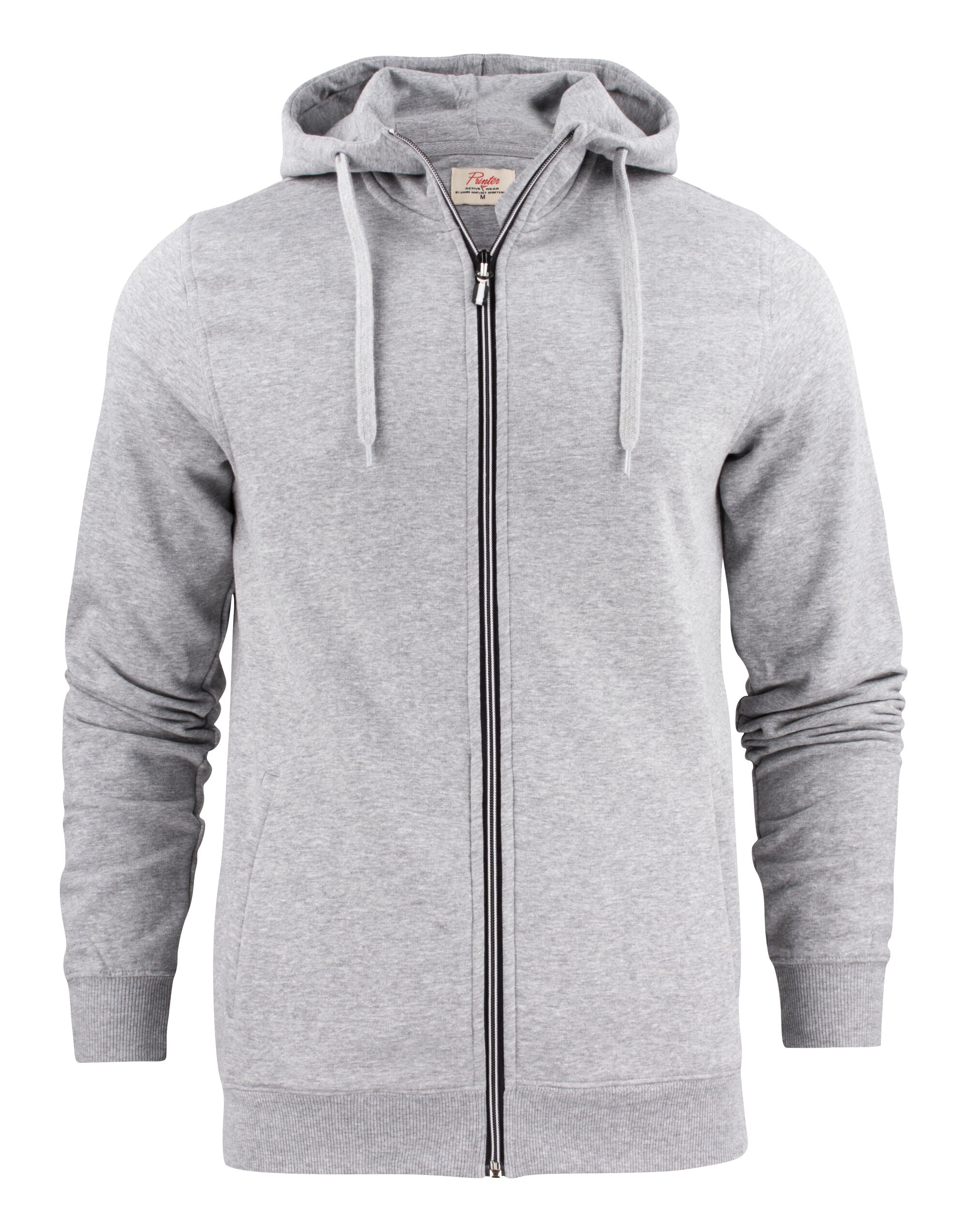 Printer Mens Overhead Full Zip Hoodie PE2262051 - Grey Melange - Customisable Hoodies
