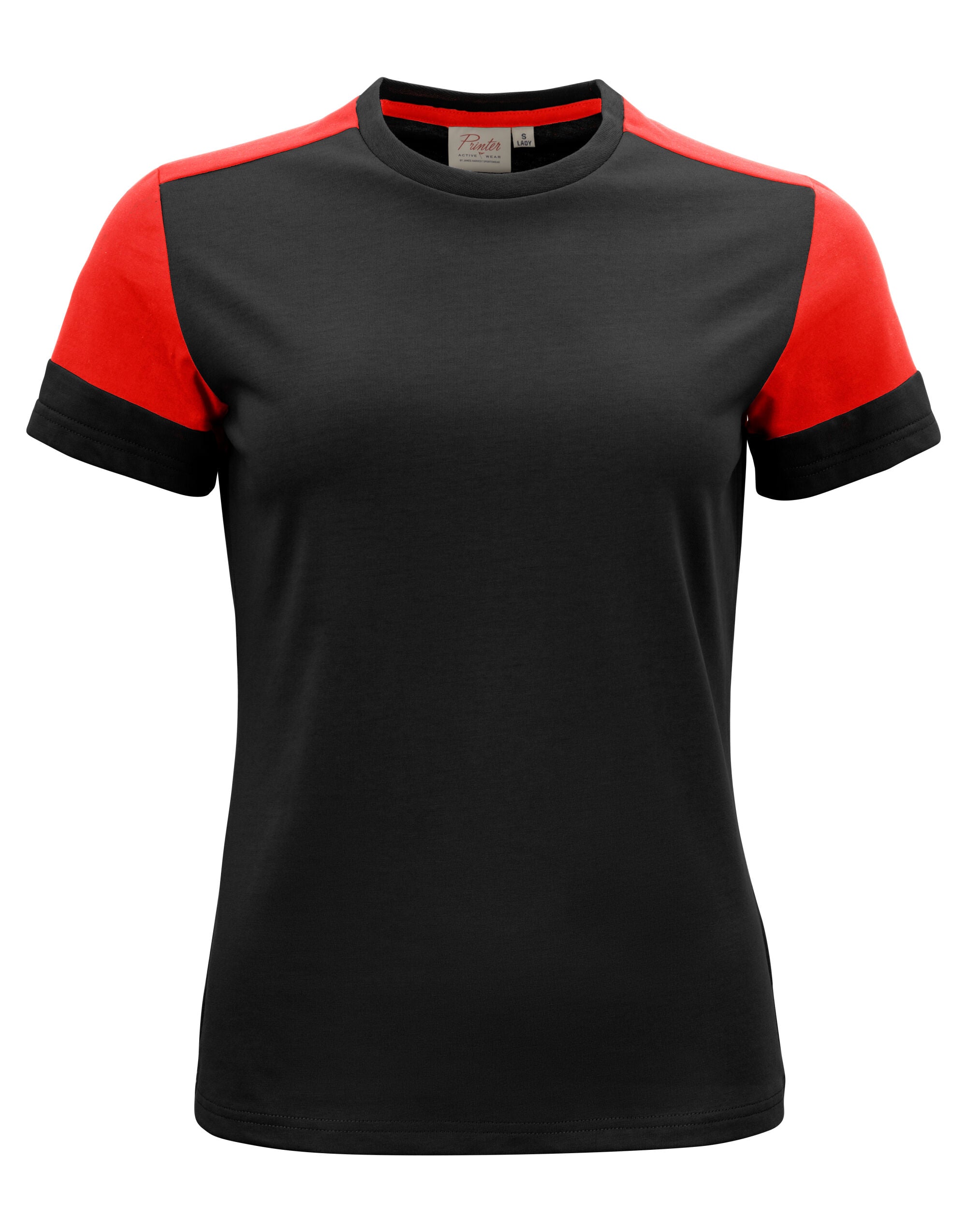 Printer Prime Ladies T Shirt PP2264031 - Black Red - Customisable T-Shirts