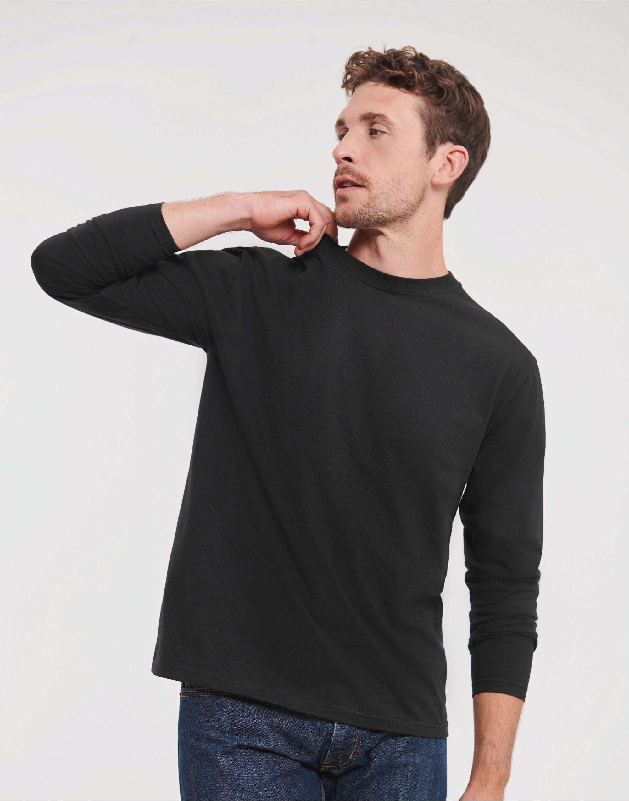Russell Short Sleeve Collection Russell Short Sleeve Classic Long Sleeve T R180L - Black - Customisable T-Shirts