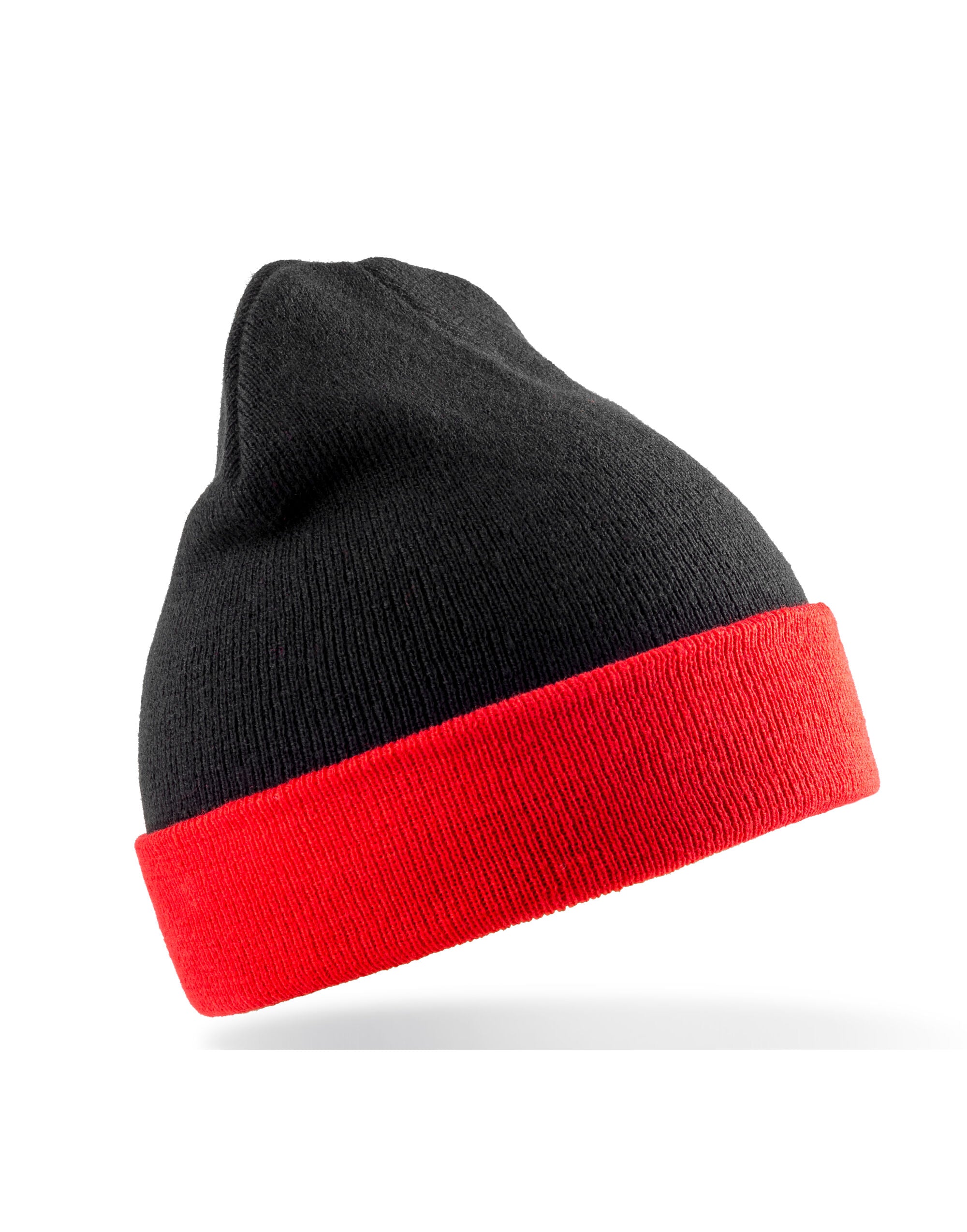 Result Recycled Black Compass Beanie rc930x - Black Red O S - Customisable Caps