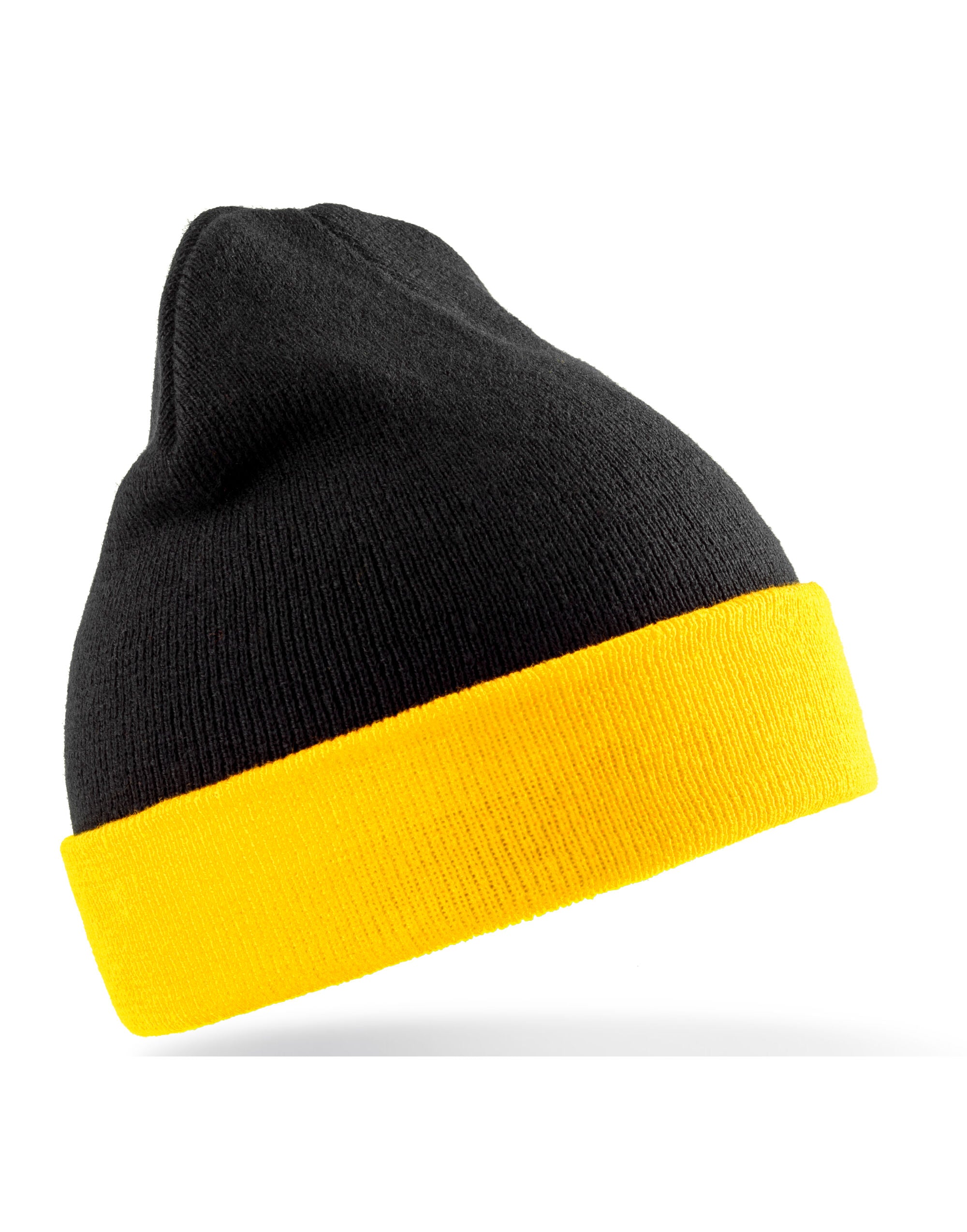 Result Recycled Black Compass Beanie rc930x - Black Yellow O S - Customisable Caps