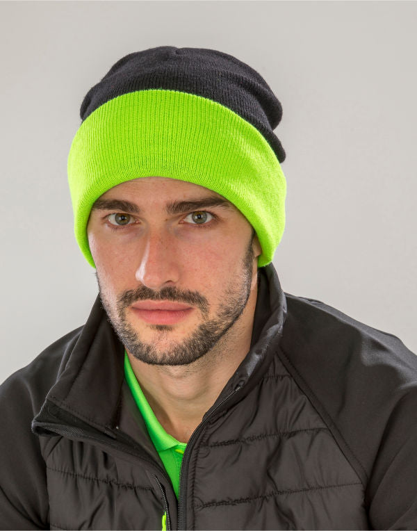 Result Recycled Black Compass Beanie rc930x - - Customisable Caps