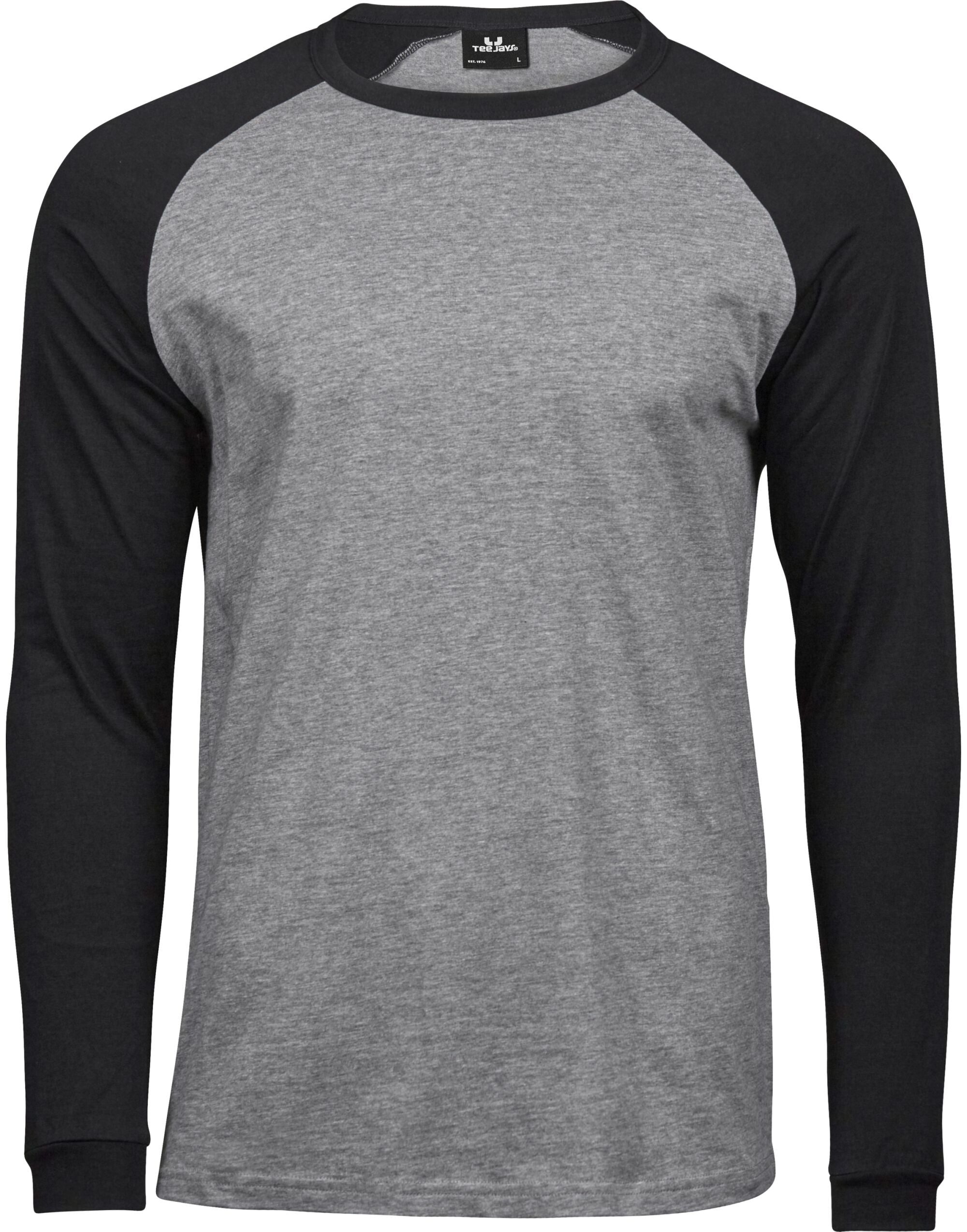 Tee Jays Mens Baseball Tee TJ5072 - Heather Grey black - Customisable T-Shirts