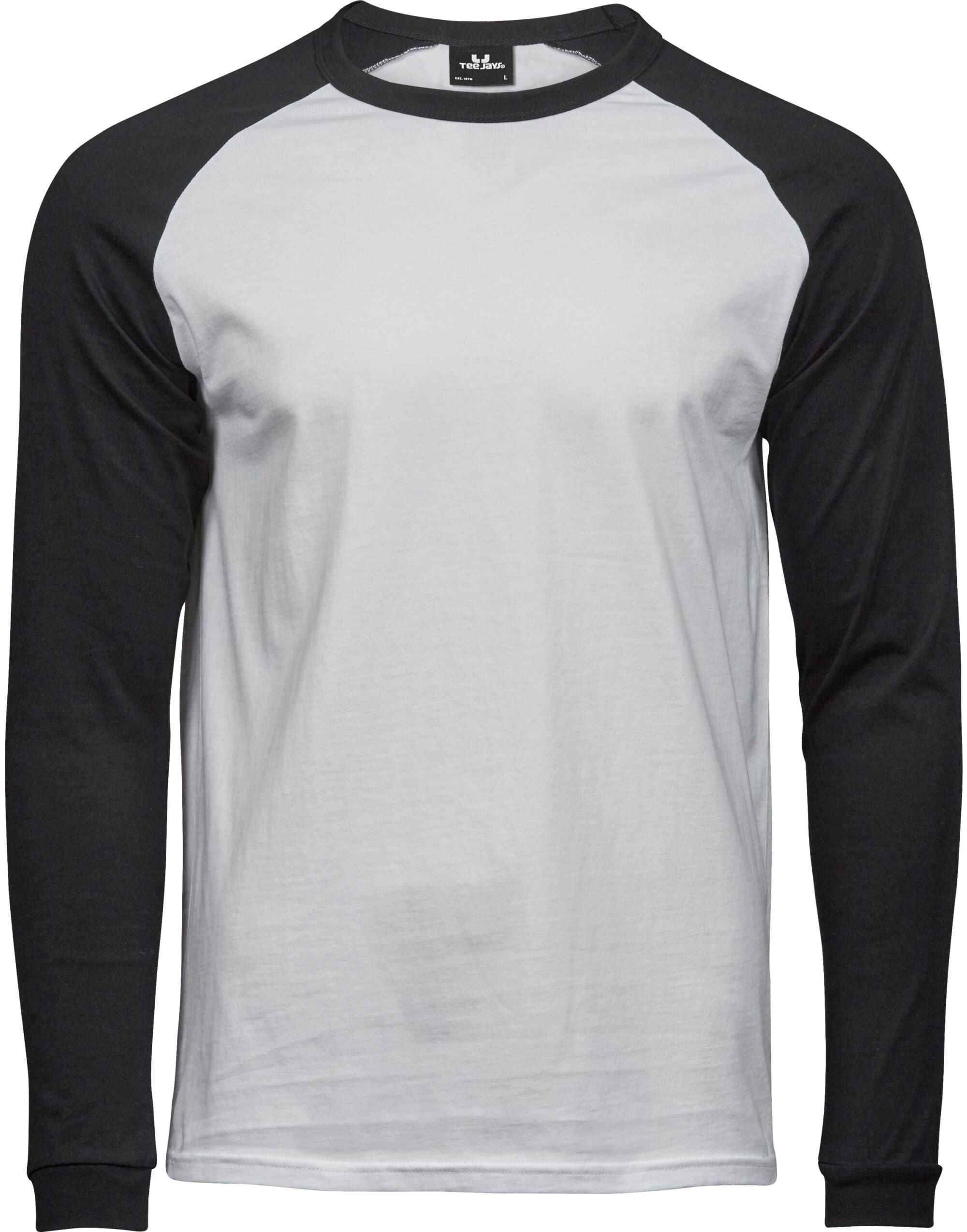 Tee Jays Mens Baseball Tee TJ5072 - White Black - Customisable T-Shirts