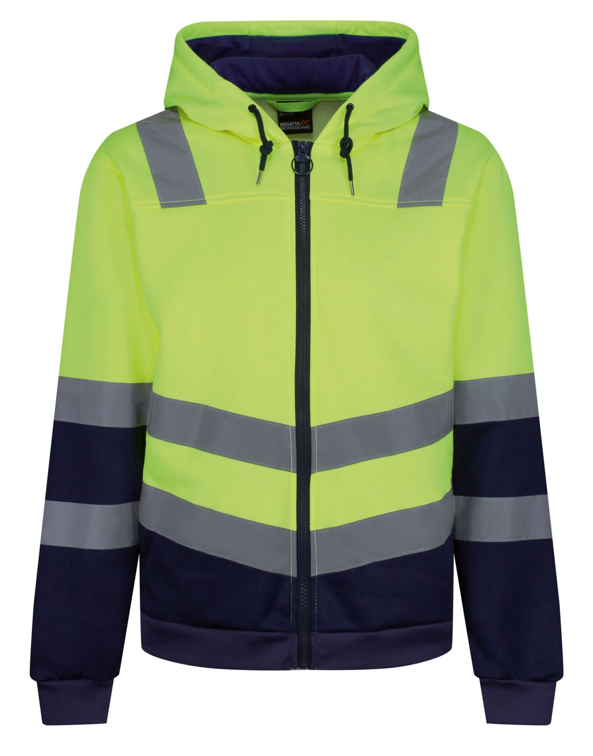 Regatta High Visibility Regatta Hi Vis Pro Full Zip Hoodie TRF625 - Hi-Vis Yellow Navy - Customisable Hoodies