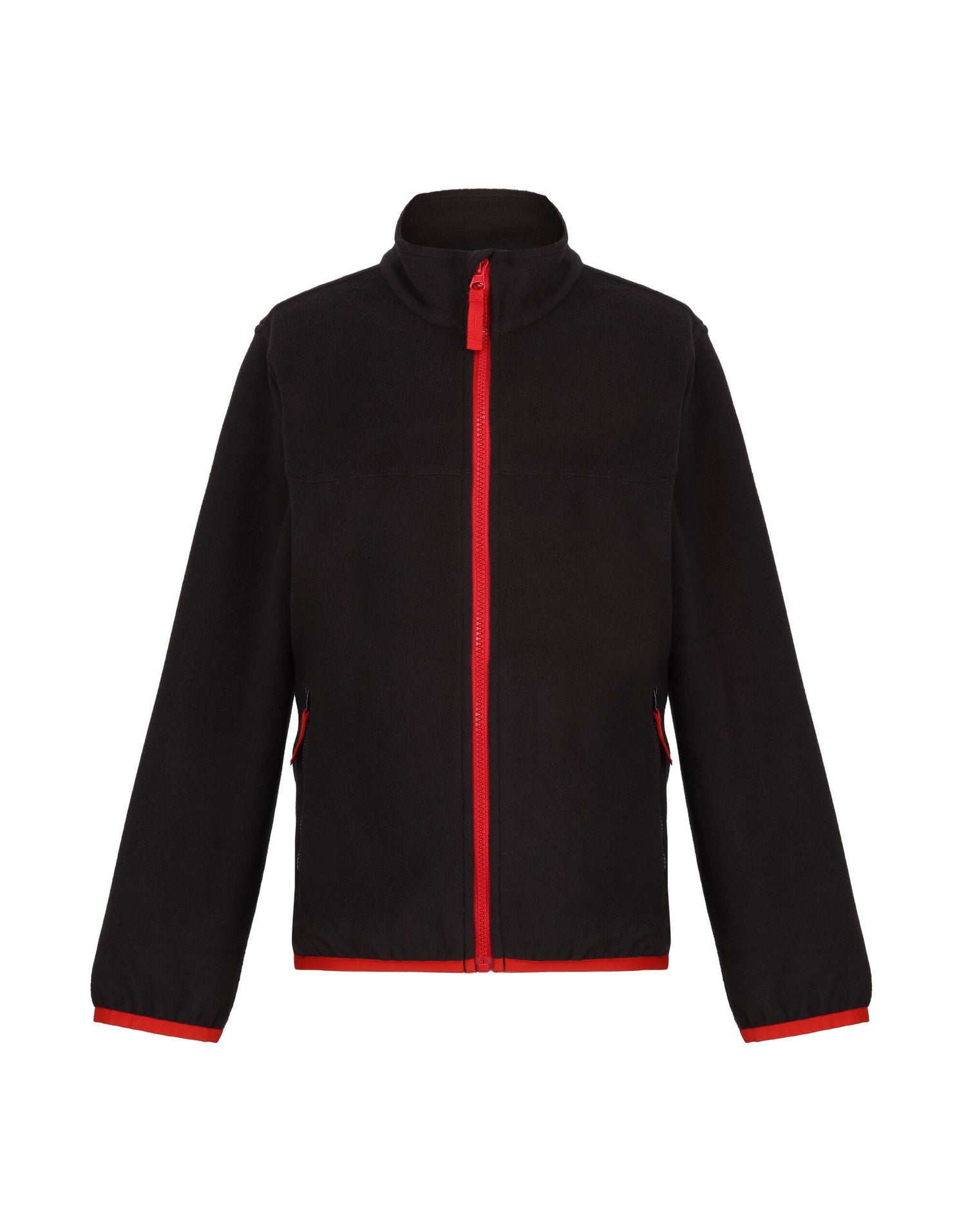 Regatta Junior Full Zip Microfleece trf688 - Black Classic Red - Customisable Outerwear