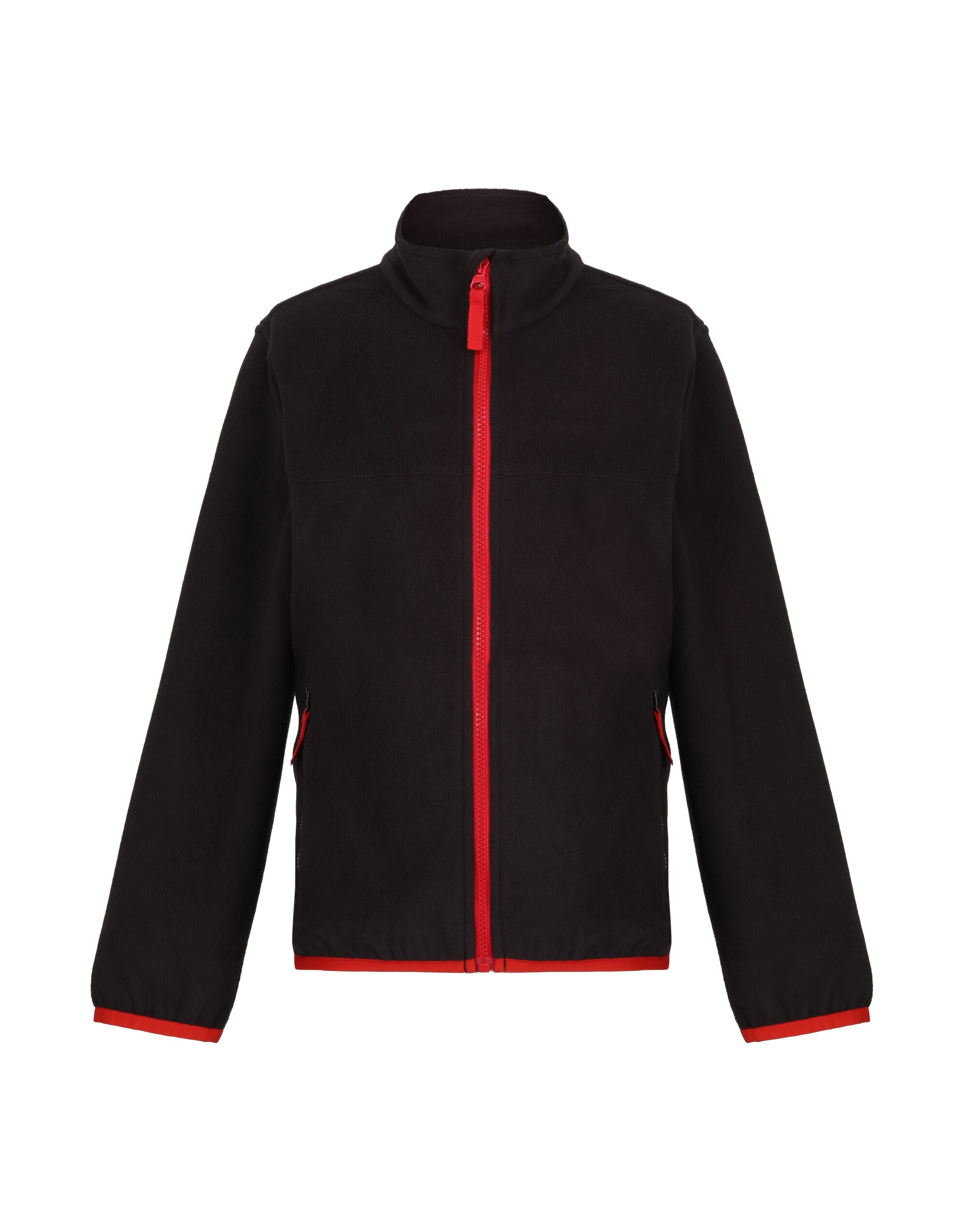 Regatta Junior Full Zip Microfleece trf688 - Black Classic Red - Customisable Outerwear