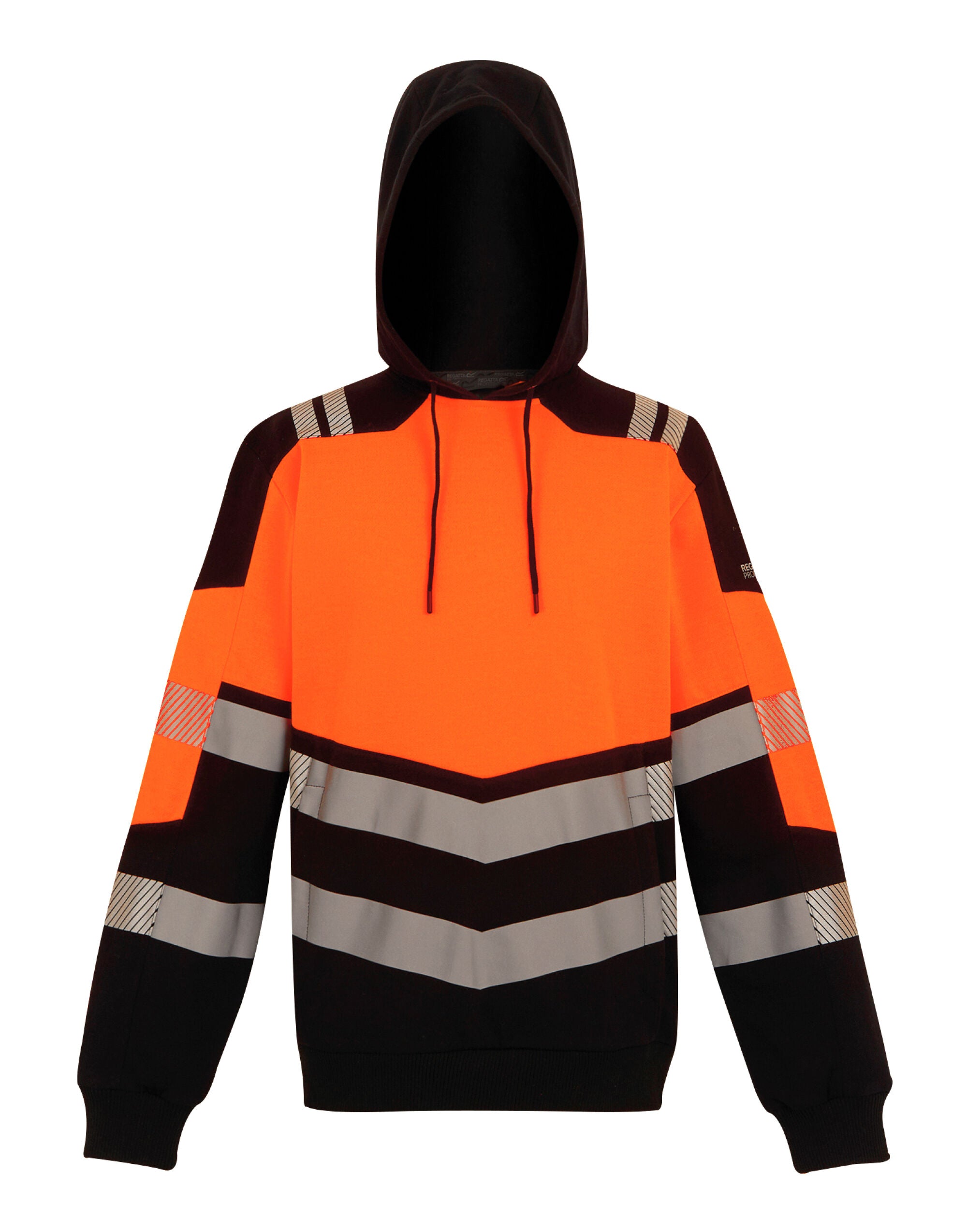 Regatta High Visibility Regatta Hi-Vis X-Pro Hoodie (Class 2) TRF780 - Black Hi-Vis Orange - Customisable Hoodies