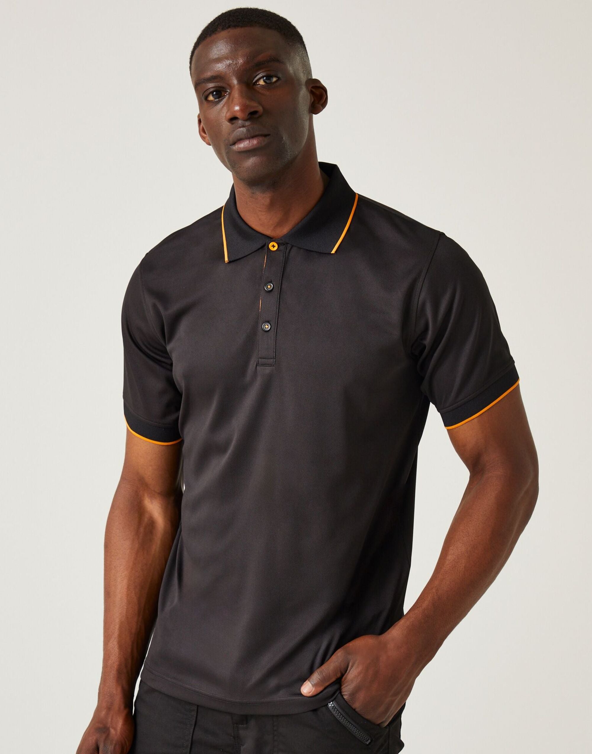 Regatta Professional Regatta Navigate Short Sleeve Polo TRS264 - Black Orange Pop - Customisable Polos