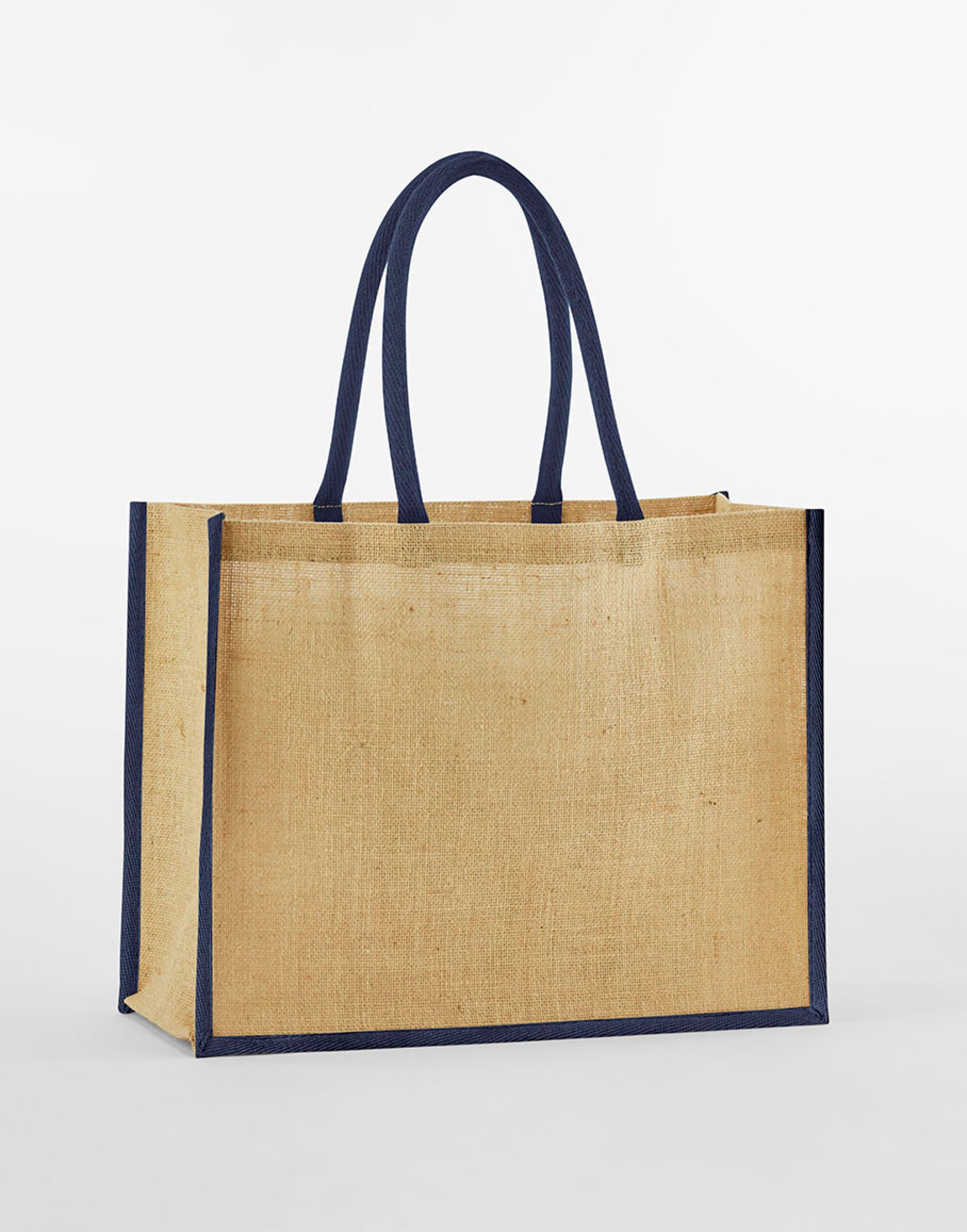 Westford Mill Starched Jute Classic Shop w470 - Natural Navy O S - Customisable Bags