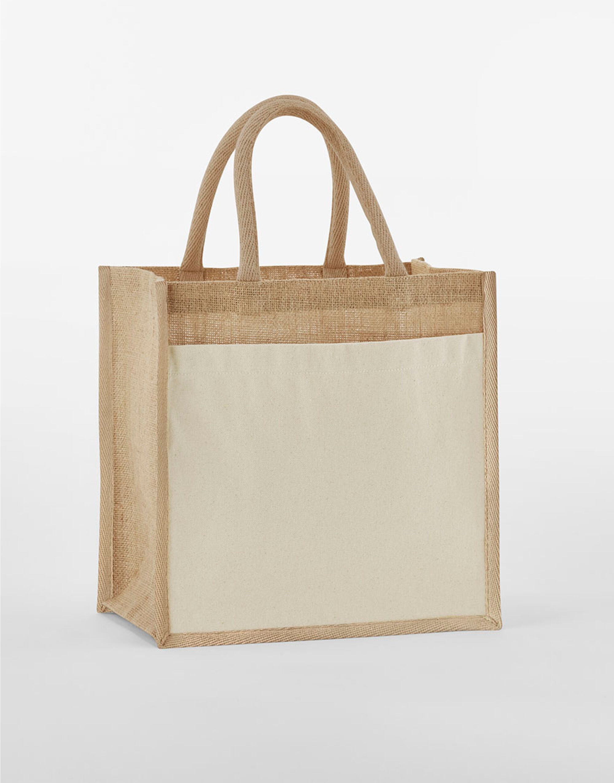 Westford Mill Pocket Starch Jute Tote w483 - Natural O S - Customisable Bags