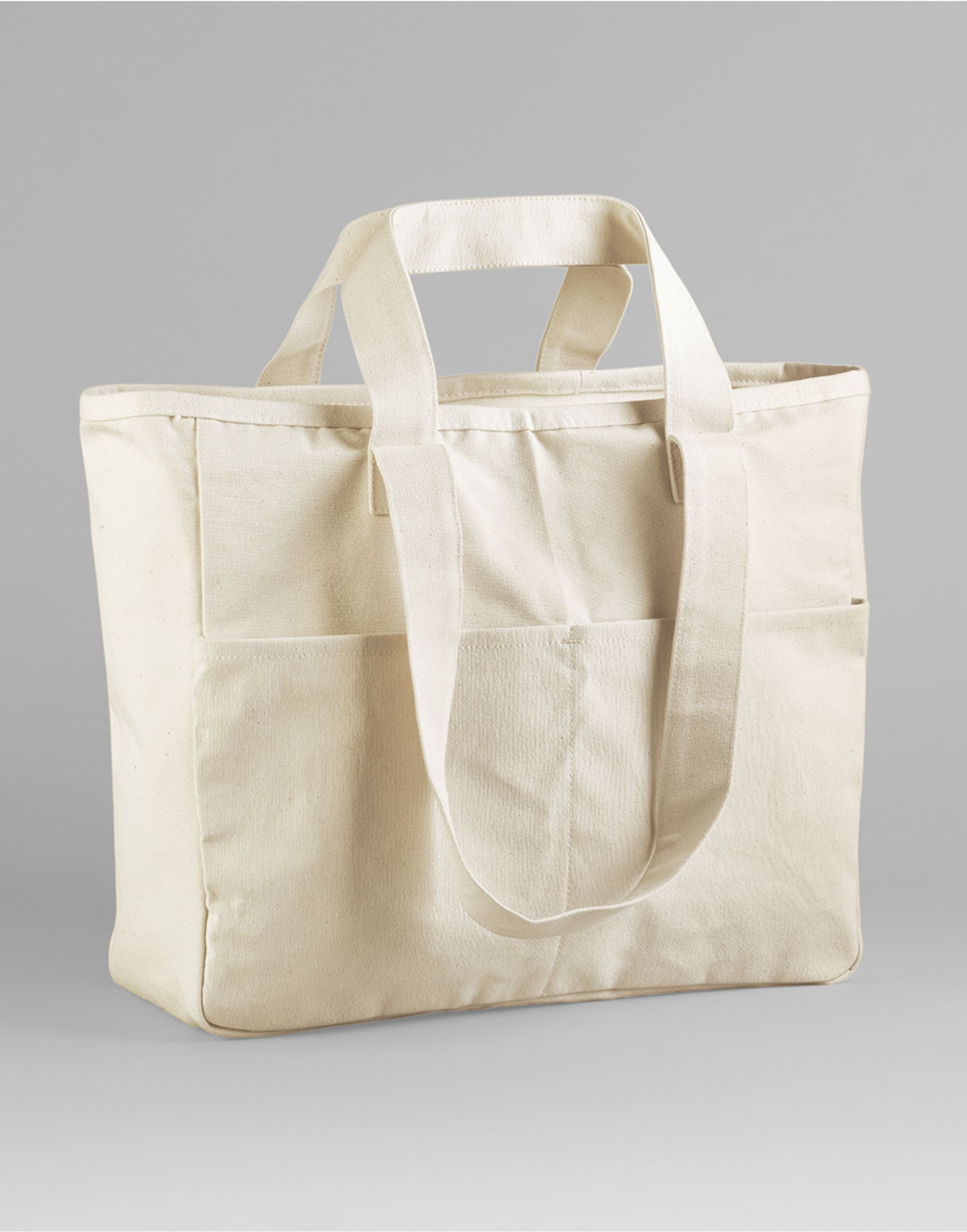 Westford Mill Cargo Pocket Tote W604 - Natural O S - Customisable Bags
