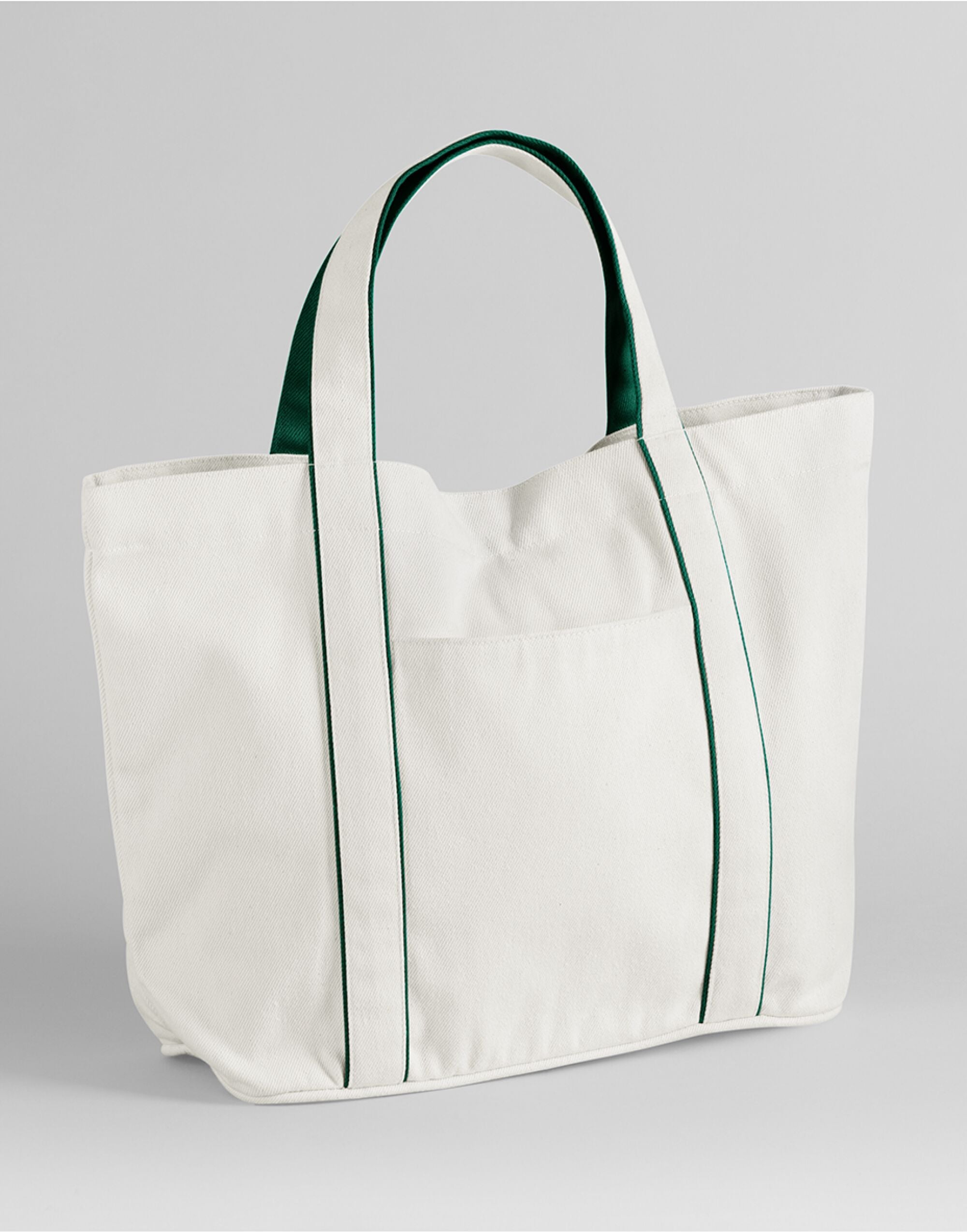 Westford Mill Courtside Medium Tote W950 - Soft White Bottle Green O S - Customisable Bags