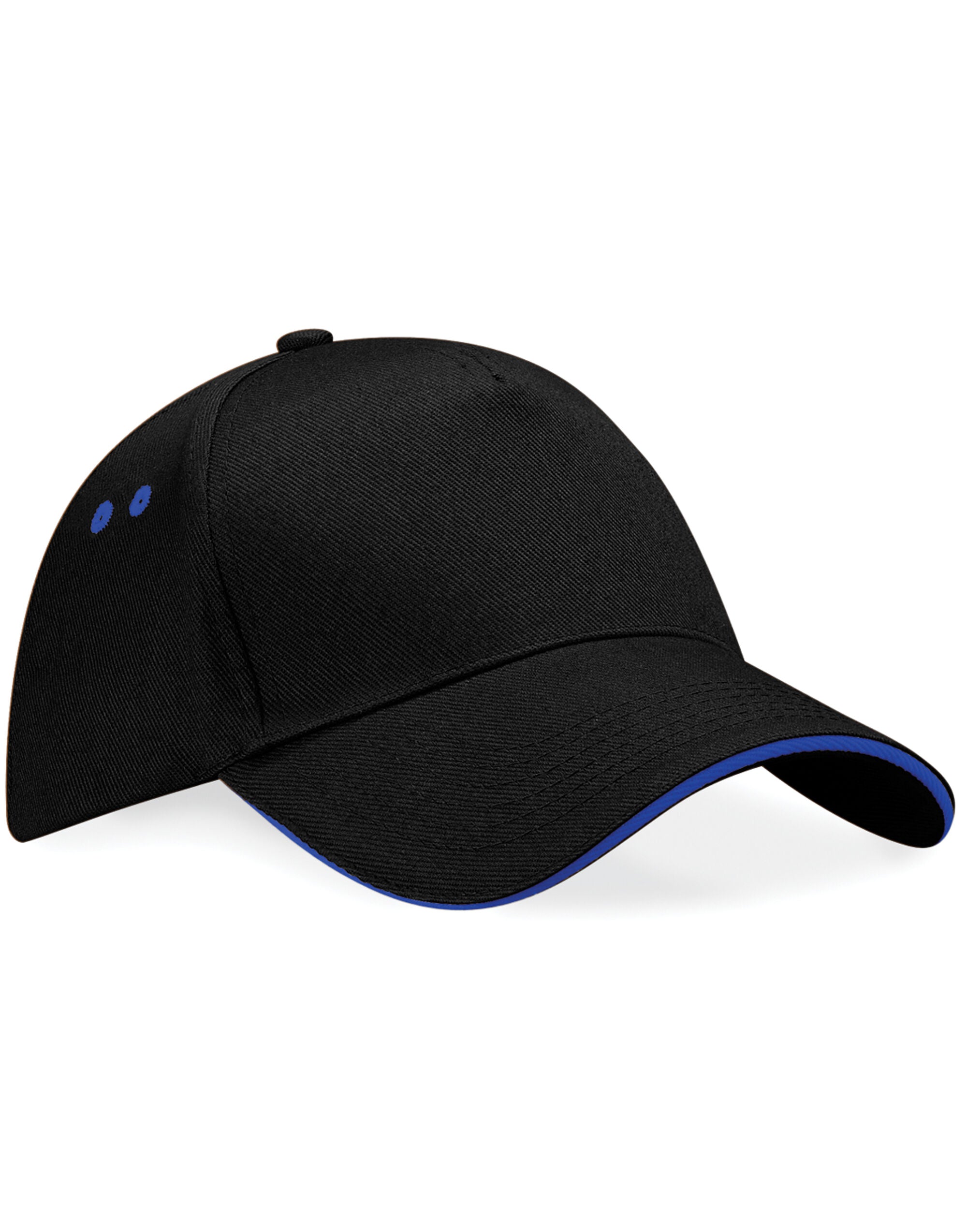 Beechfield Ultimate Sandwich Peak Cap B15C - Black bright Royal O S - Customisable Caps
