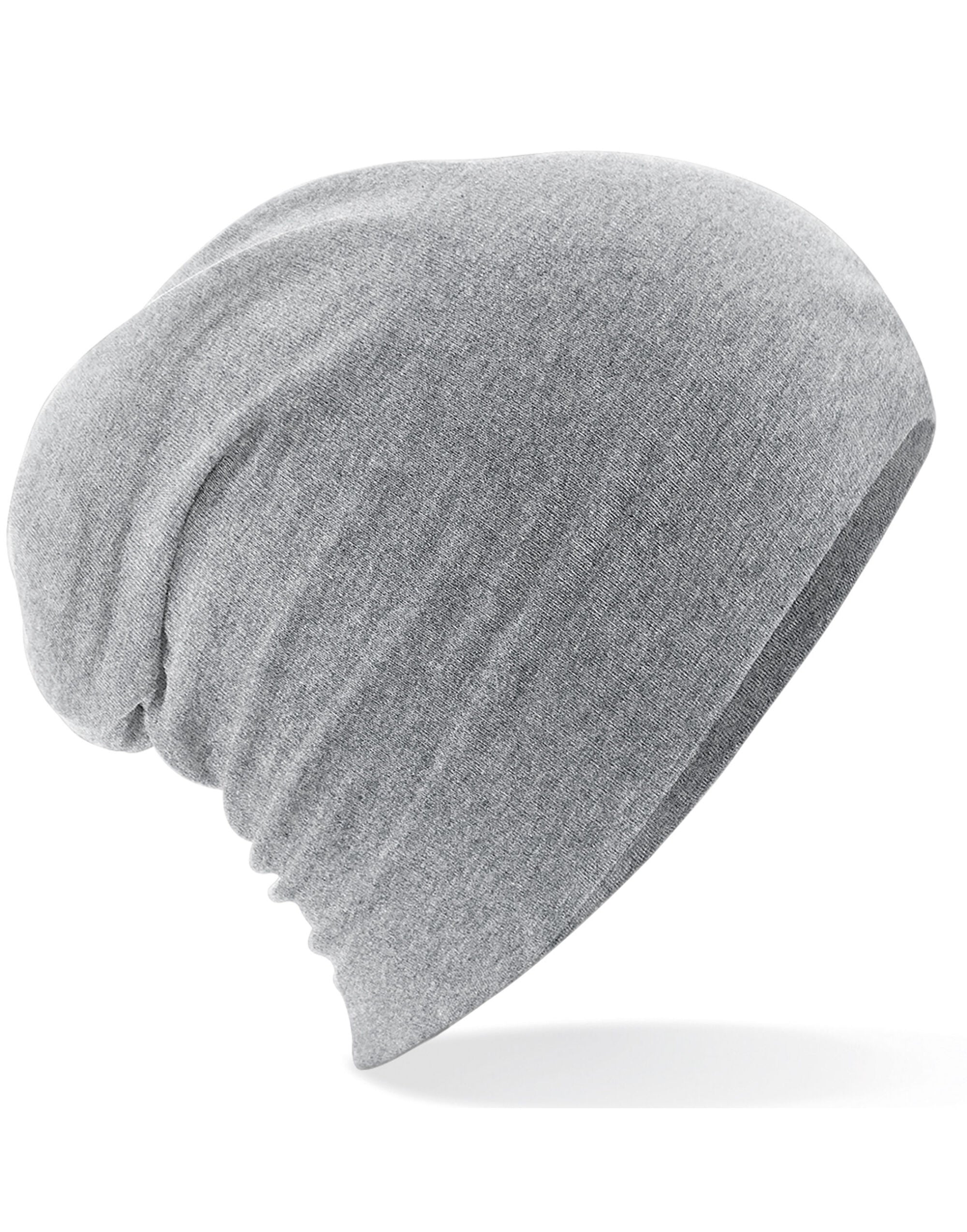 Beechfield Hemsedal Cotton Slouch Beanie B368 - Heather Grey O S - Customisable Beanies