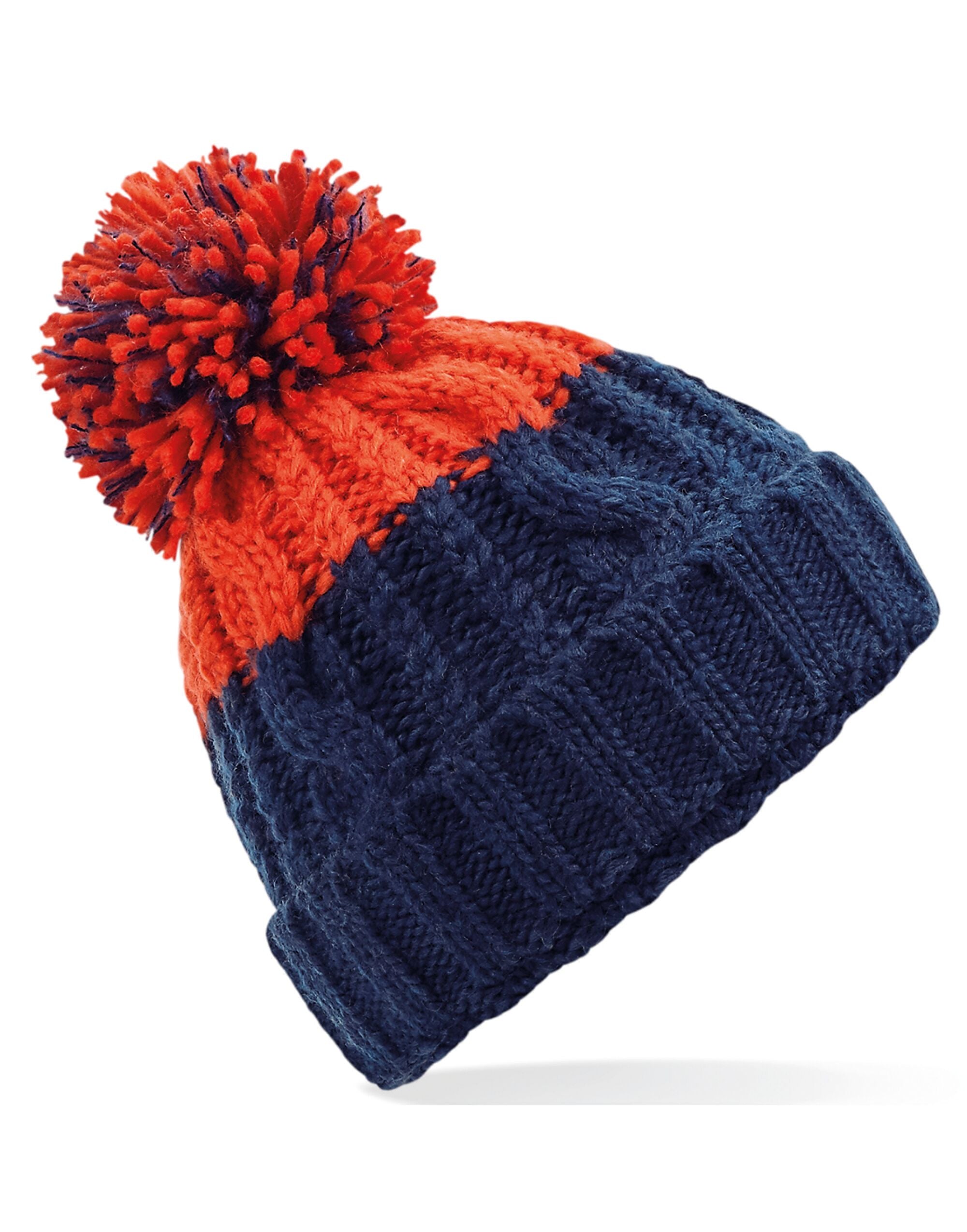 Beechfield Apres Beanie B437 - Oxford Navy Fire Red O S - Customisable Beanies
