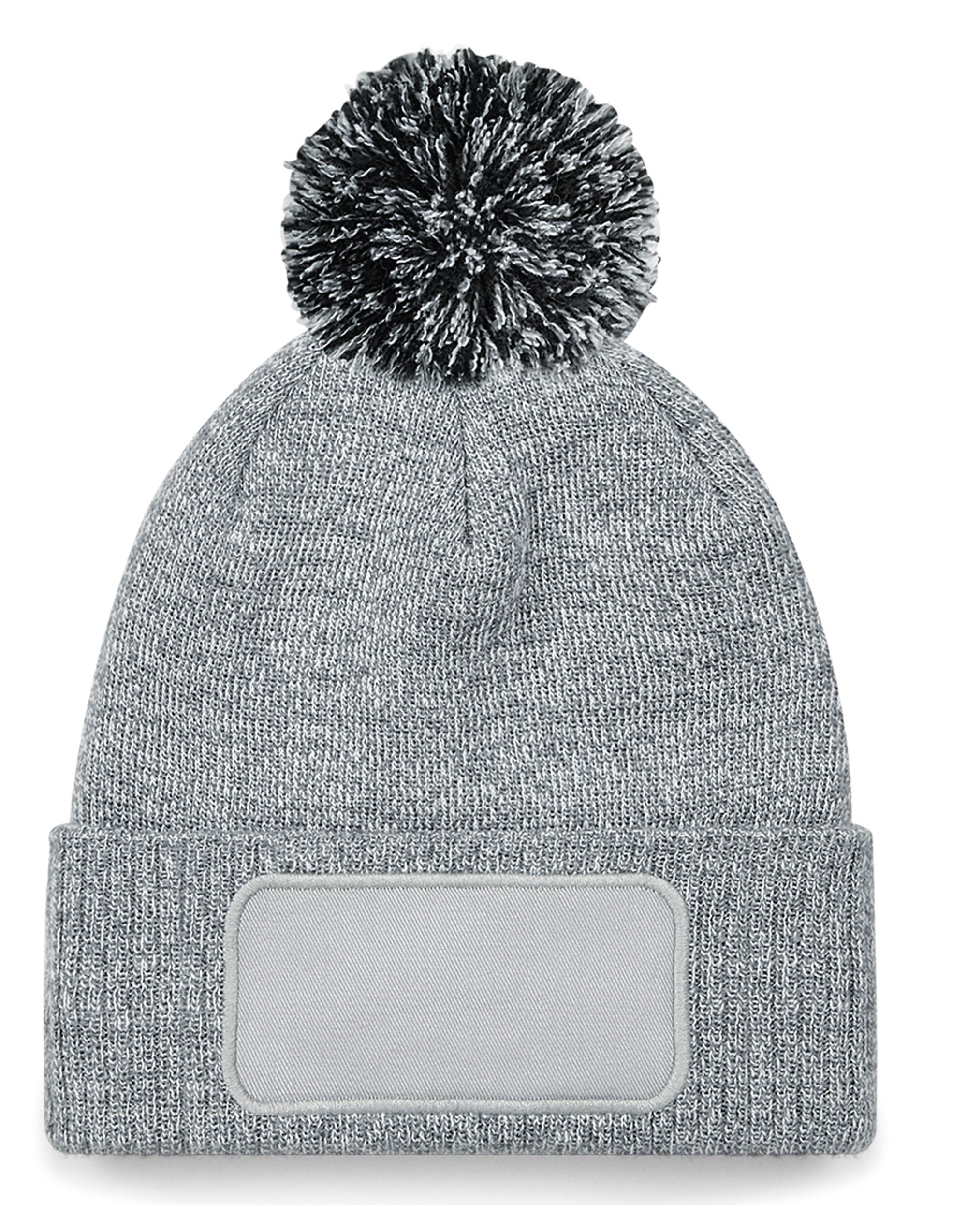 Beechfield Snowstar® Patch Beanie B443 - Heather Grey black O S - Customisable Beanies