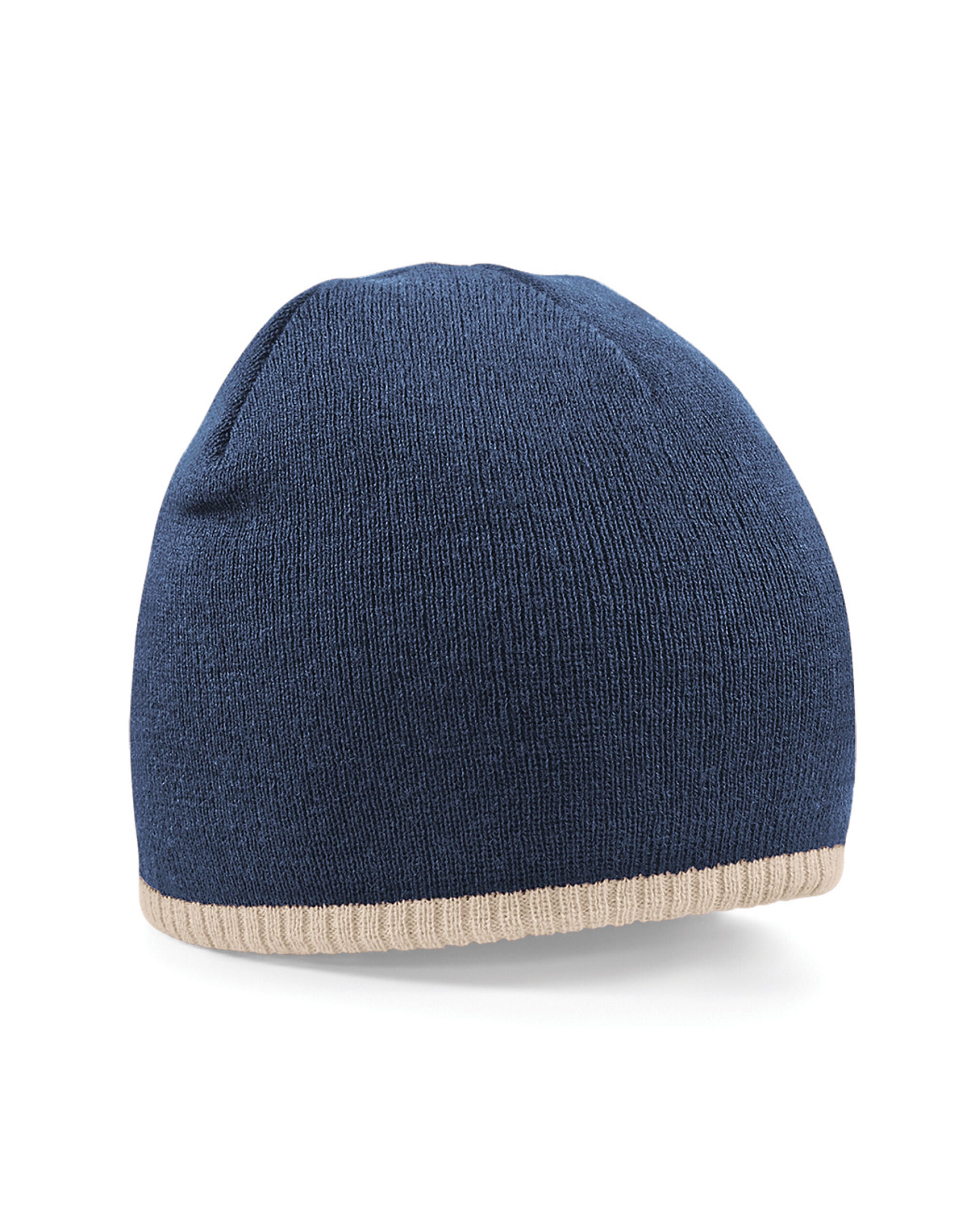 Beechfield Two-Tone Pull On Beanie B44C - French Navy Stone O S - Customisable Beanies