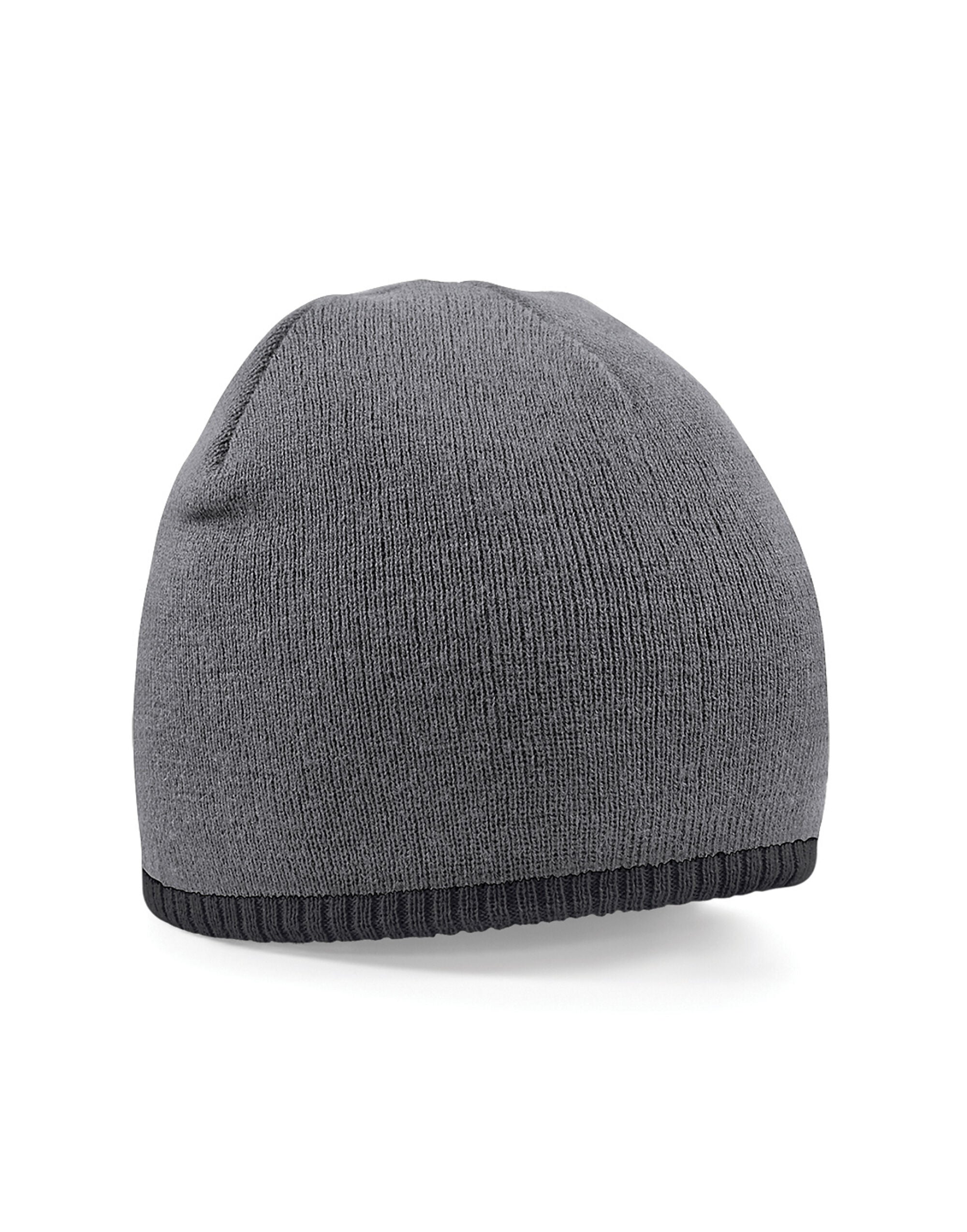 Beechfield Two-Tone Pull On Beanie B44C - Graphite Grey Black O S - Customisable Beanies