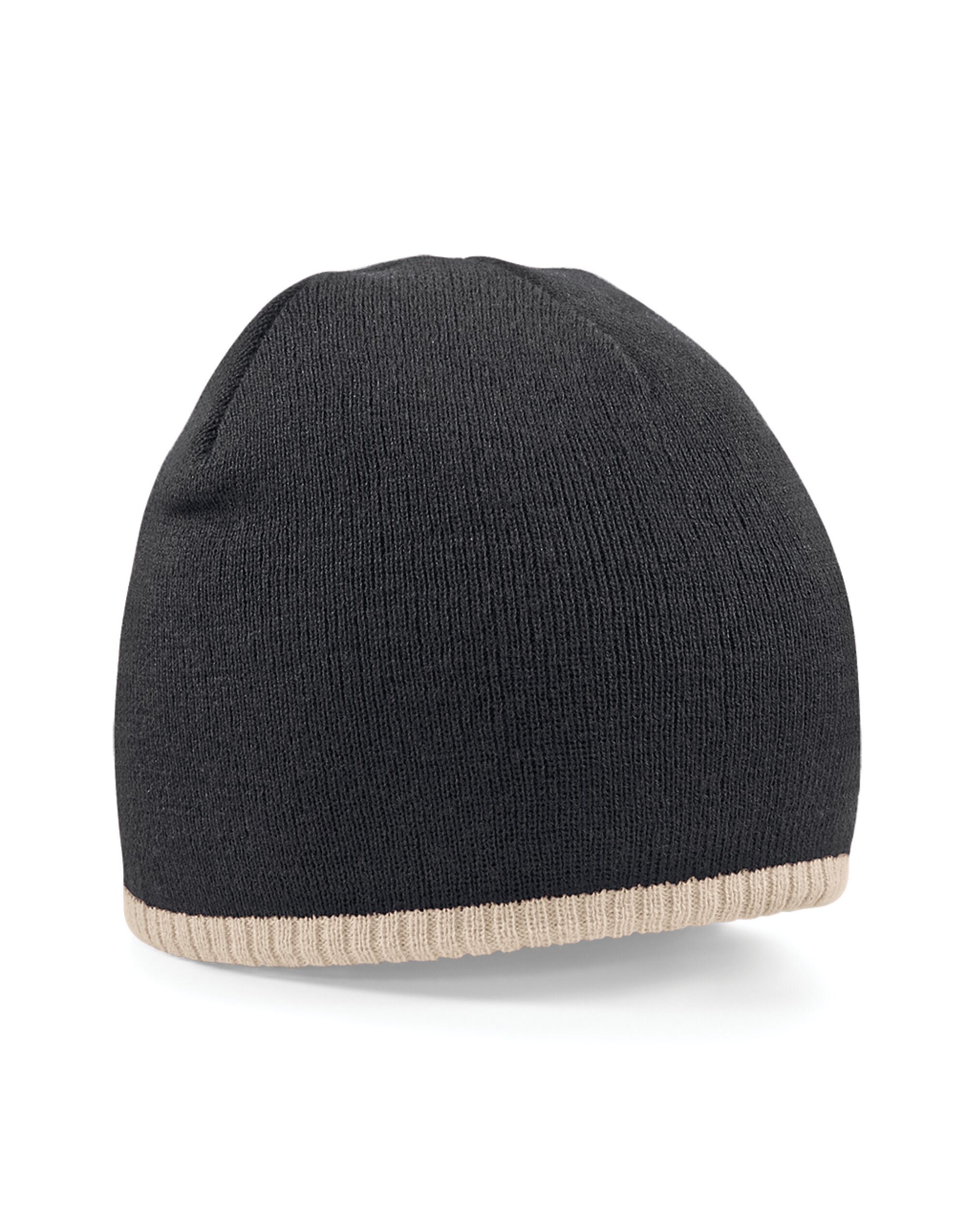 Beechfield Two-Tone Pull On Beanie B44C - Black Stone O S - Customisable Beanies