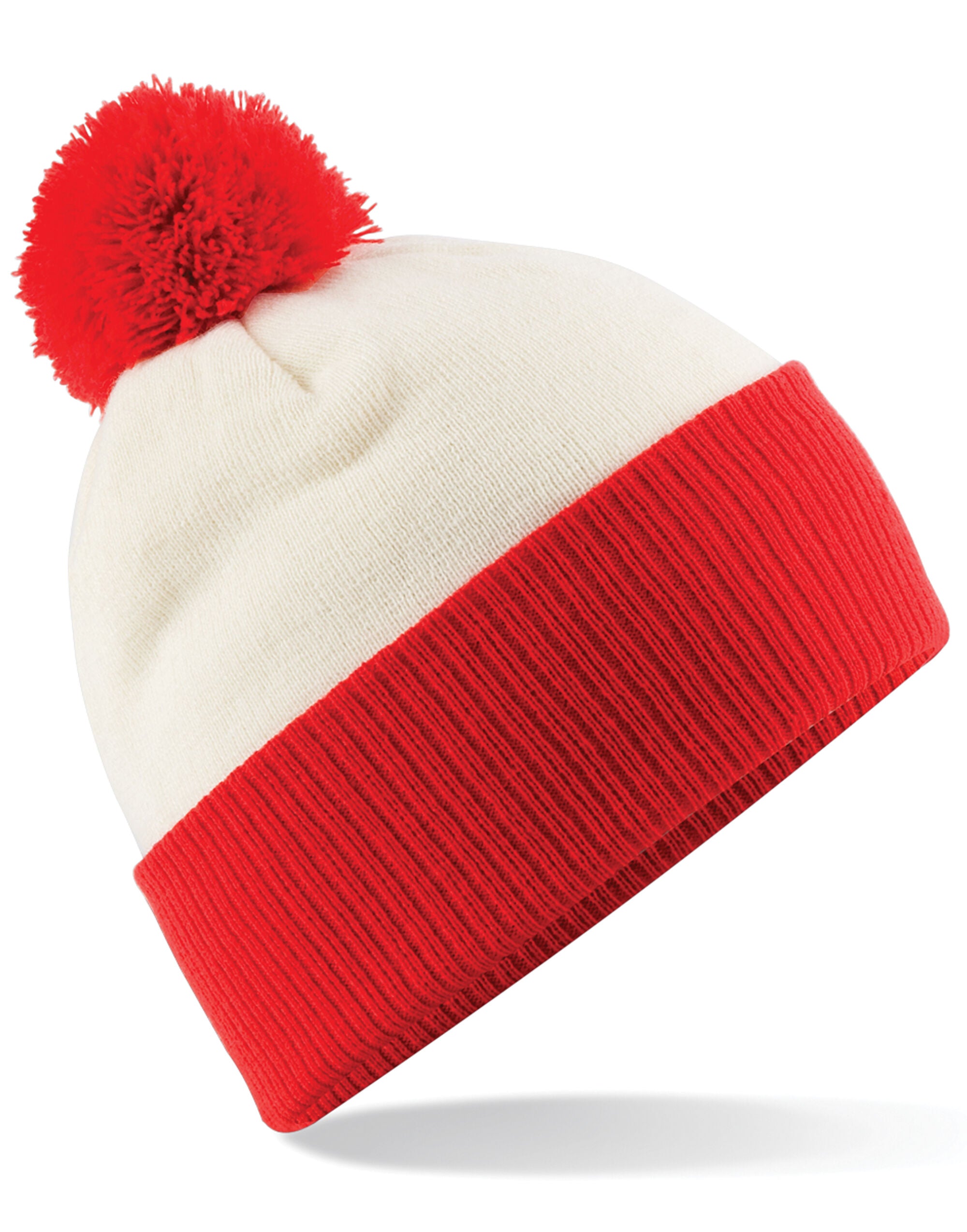 Beechfield Snowstar® Two-Tone Beanie B451 - Off White Bright Red O S - Customisable Beanies