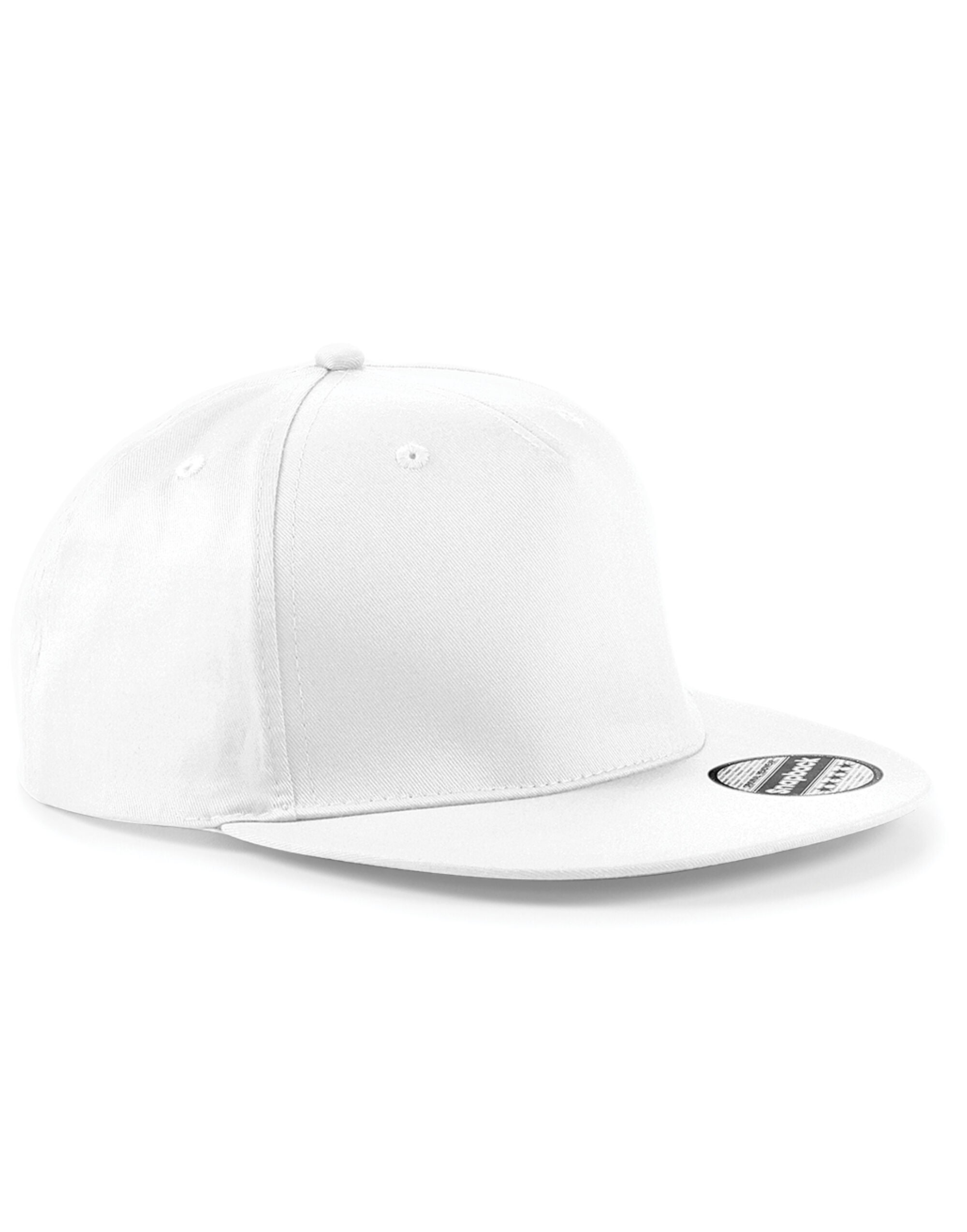 Beechfield 5 panel Snapback Rapper Cap B610 - White O S - Customisable Caps