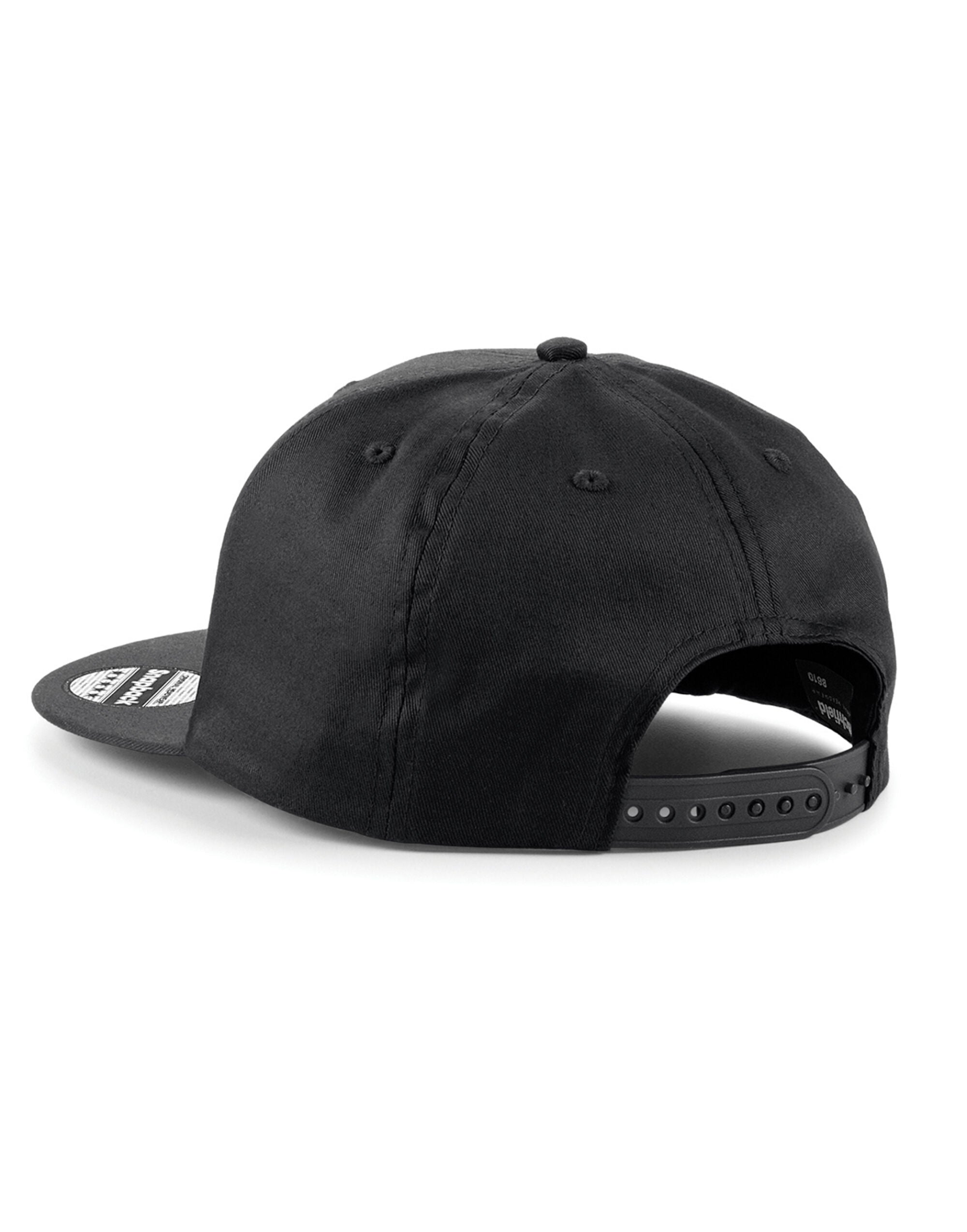 Beechfield 5 panel Snapback Rapper Cap B610 - Black O S - Customisable Caps