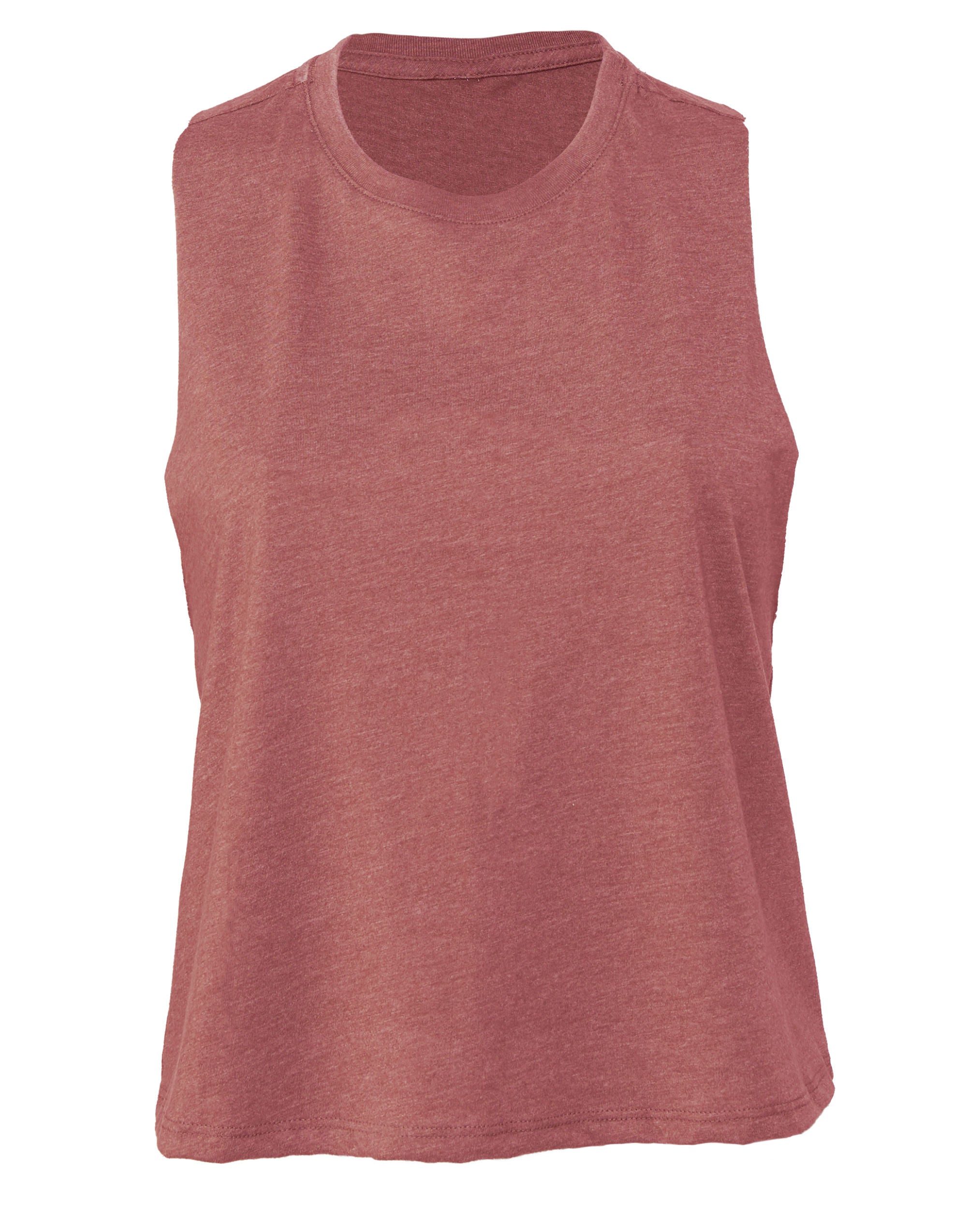 Bella Womens Racerback Cropped Tank BE6682 - Heather Mauve - Customisable T-Shirts