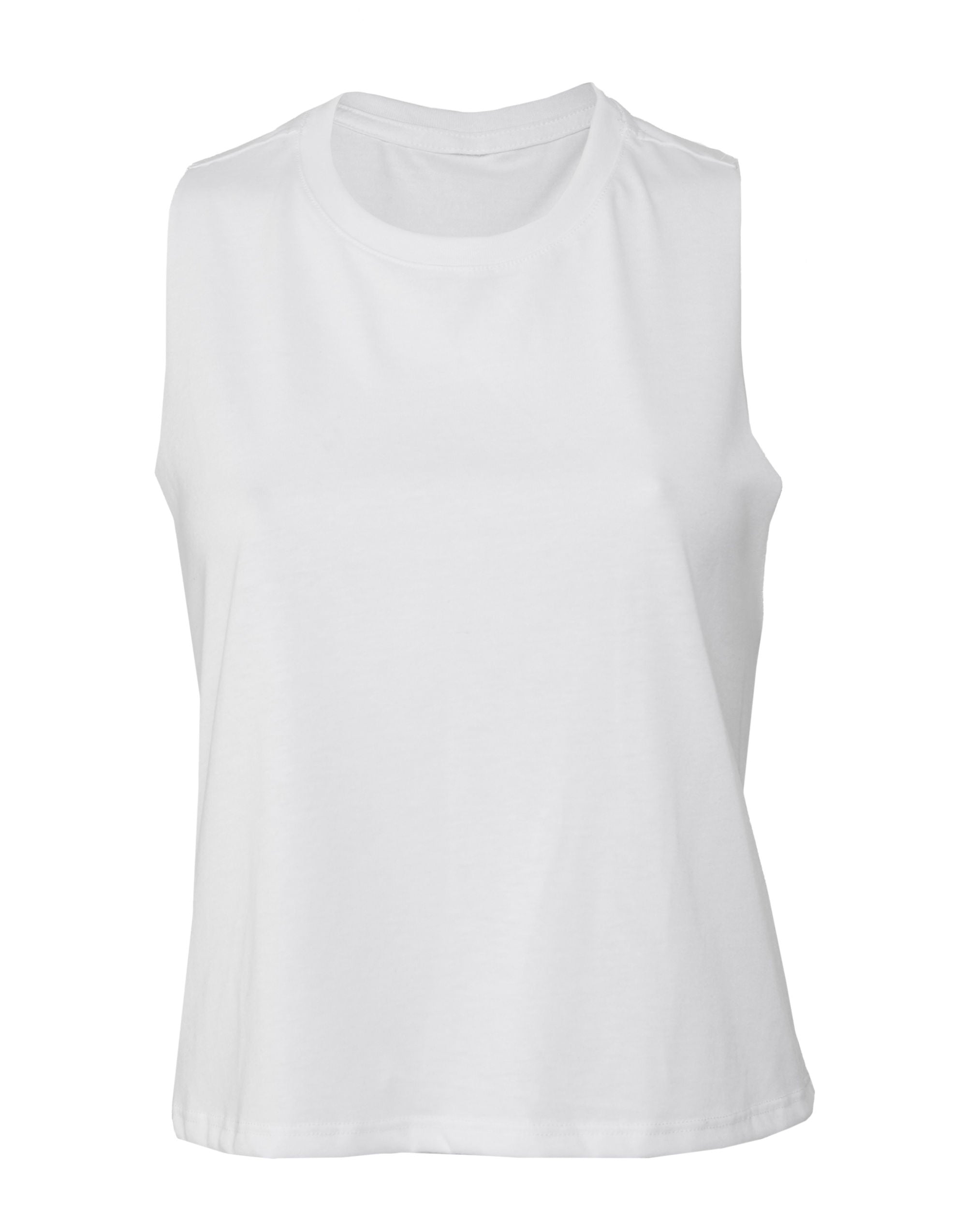 Bella Womens Racerback Cropped Tank BE6682 - Solid White Triblend - Customisable T-Shirts