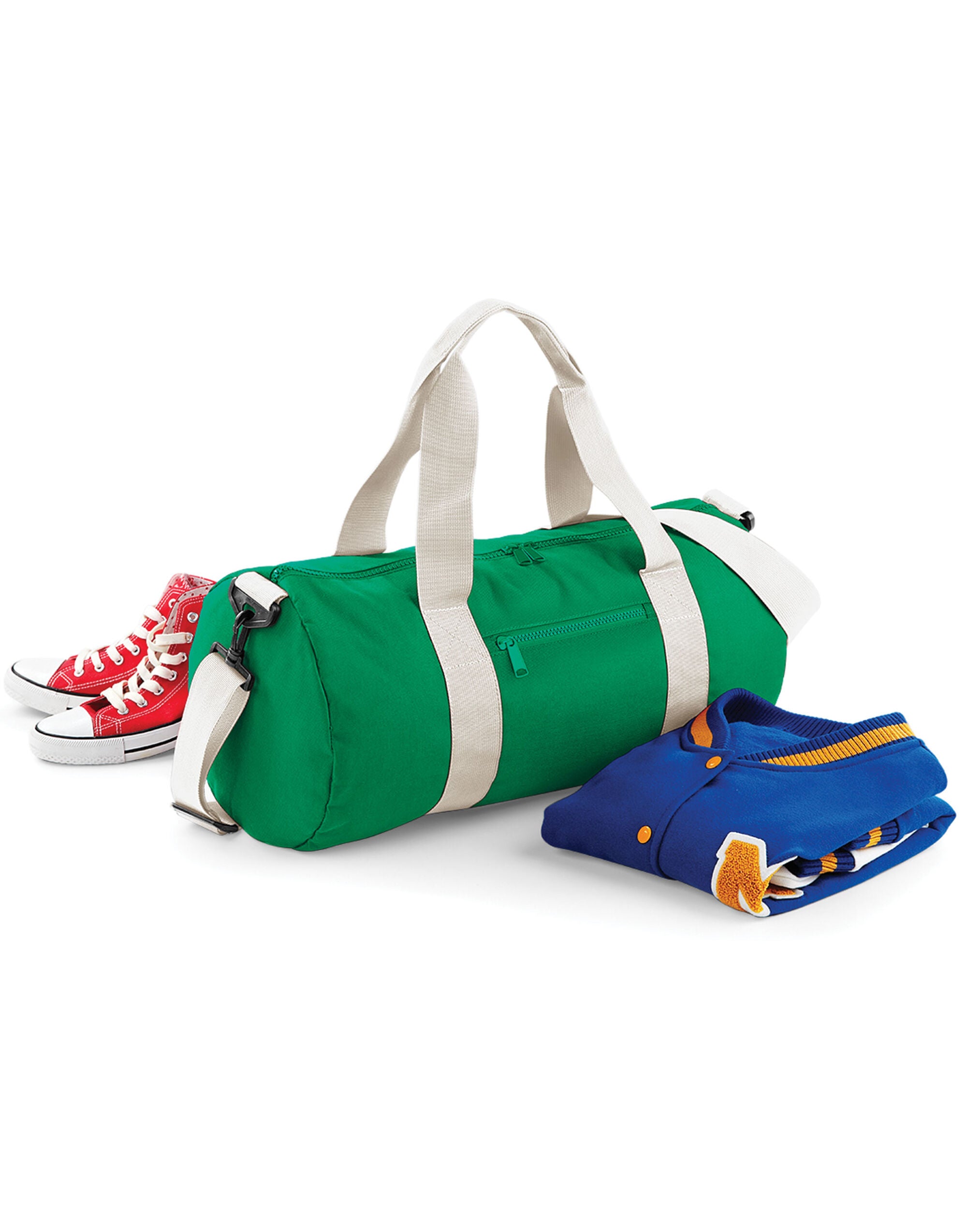 Bagbase Original Barrel Bag BG140 - Kelly Green Off White O S - Customisable Bags