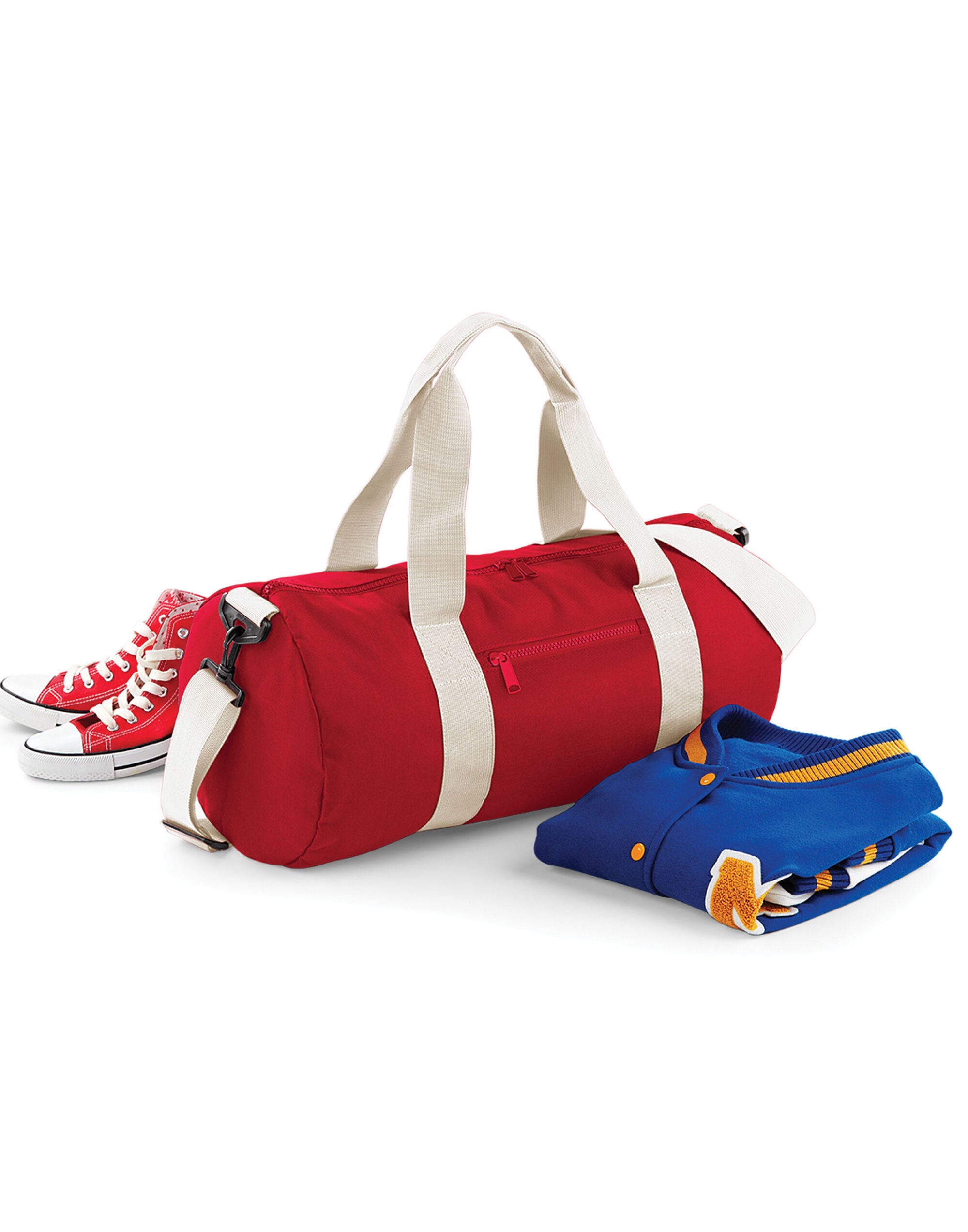 Bagbase Original Barrel Bag BG140 - Classic Red Off White O S - Customisable Bags